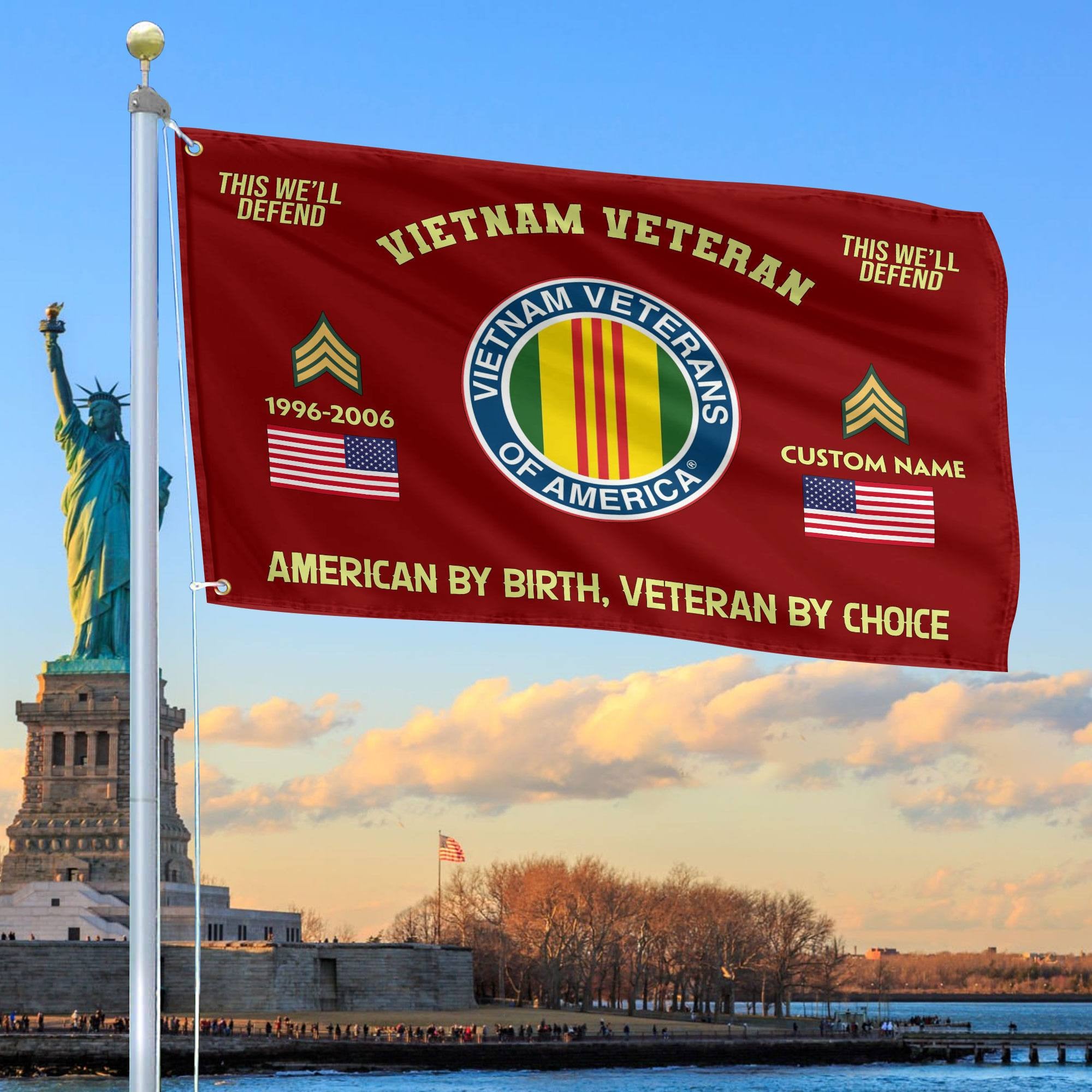 Premium Custom Name, Rank, Year, Vietnam Veteran Grommet Flag, Gift For Vietnam Veteran, Gifts For Dad, For Husband, Best Gifts On Father's Day, Independence Day, Veterans Day.