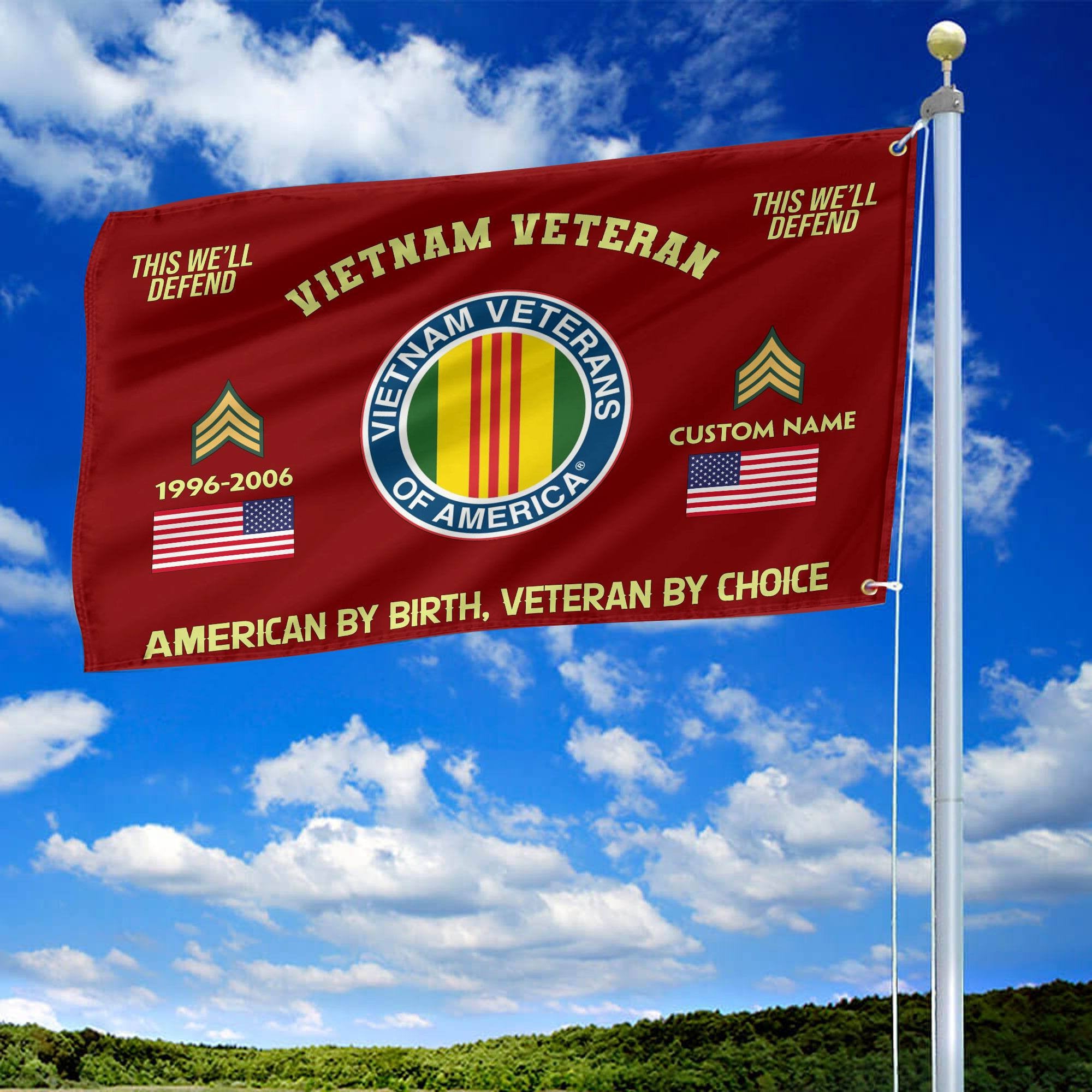 Premium Custom Name, Rank, Year, Vietnam Veteran Grommet Flag, Gift For Vietnam Veteran, Gifts For Dad, For Husband, Best Gifts On Father's Day, Independence Day, Veterans Day.