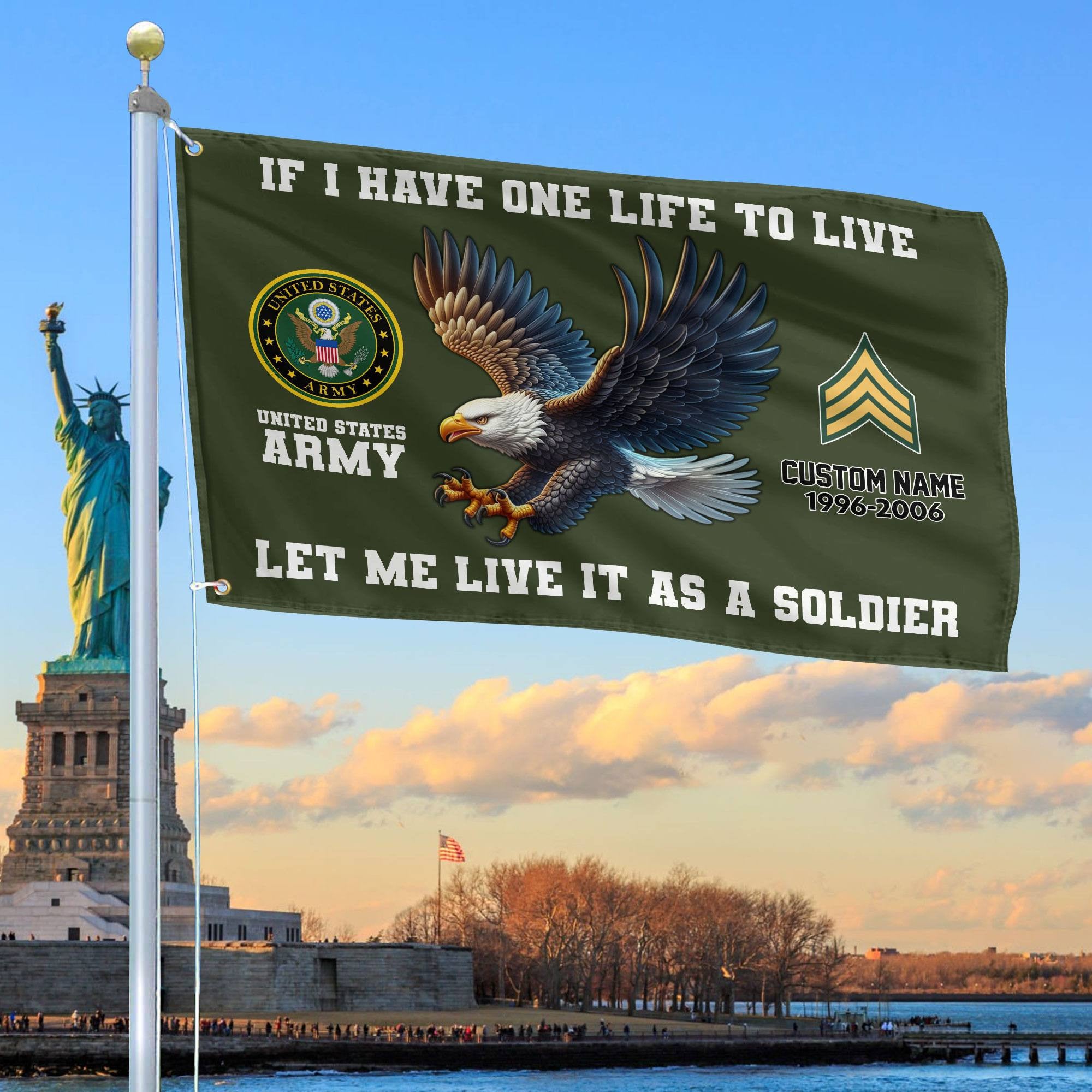 Unique Custom US Army Grommet Flag, Gift For Army Veteran, Gifts For Dad, For Husband, Best Gifts On Father's Day, Independence Day, Veterans Day.