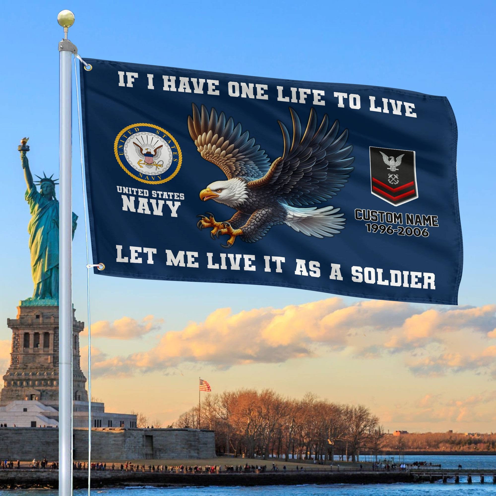 Unique Custom US Navy Grommet Flag, Gift For Navy Veteran, Gifts For Dad, For Husband, Best Gifts On Father's Day, Independence Day, Veterans Day.