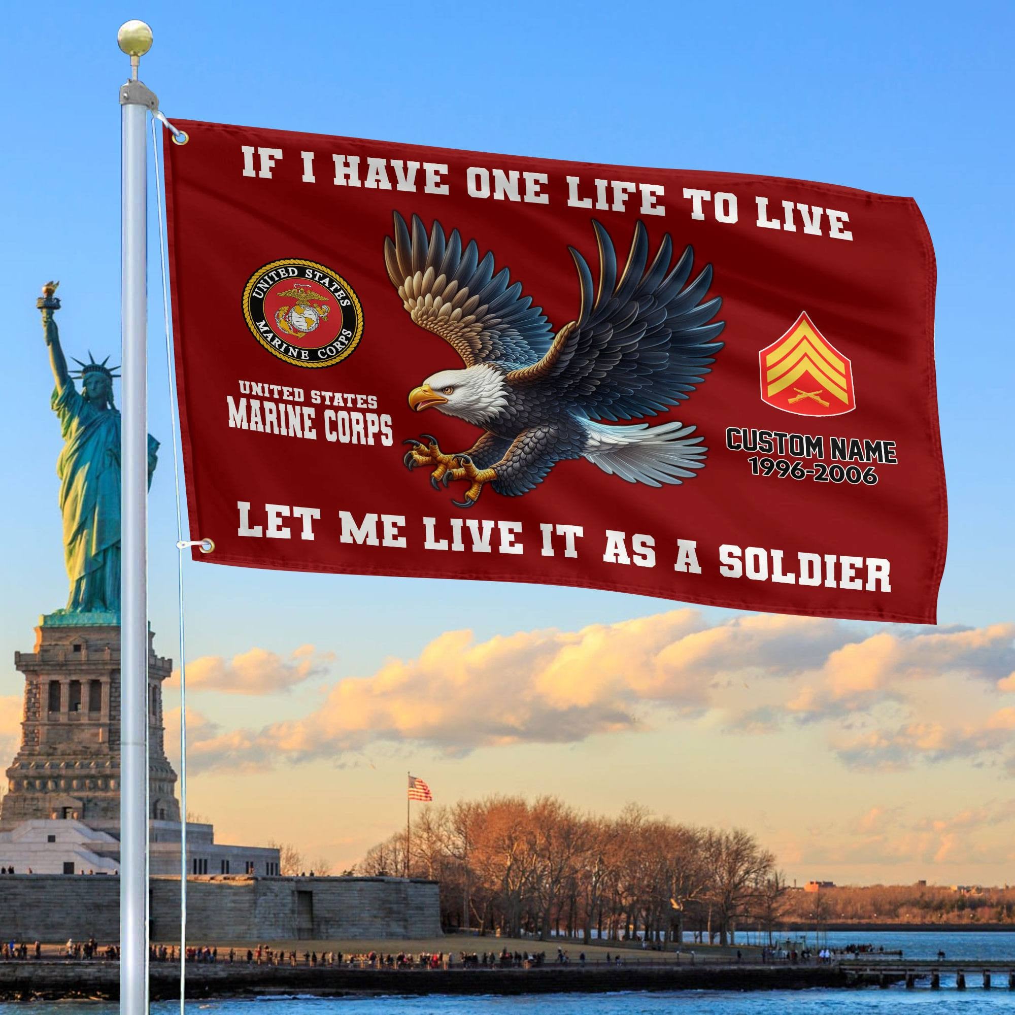 Unique Custom USMC Grommet Flag, Gift For Marine Veteran, Gifts For Dad, For Husband, Best Gifts On Father's Day, Independence Day, Veterans Day.