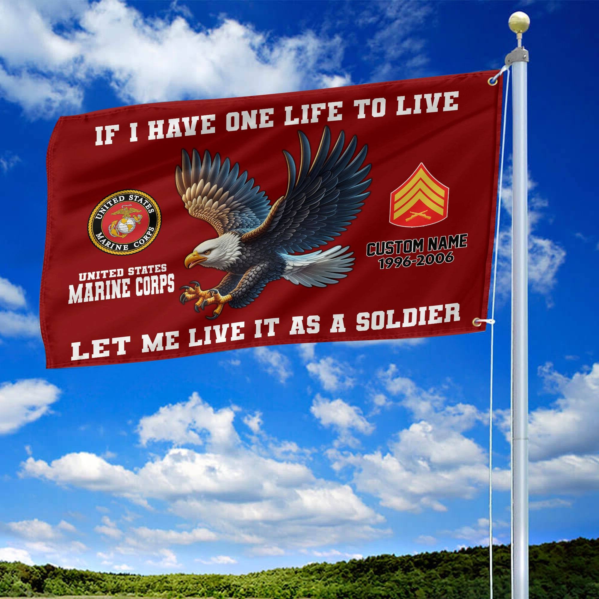 Unique Custom USMC Grommet Flag, Gift For Marine Veteran, Gifts For Dad, For Husband, Best Gifts On Father's Day, Independence Day, Veterans Day.