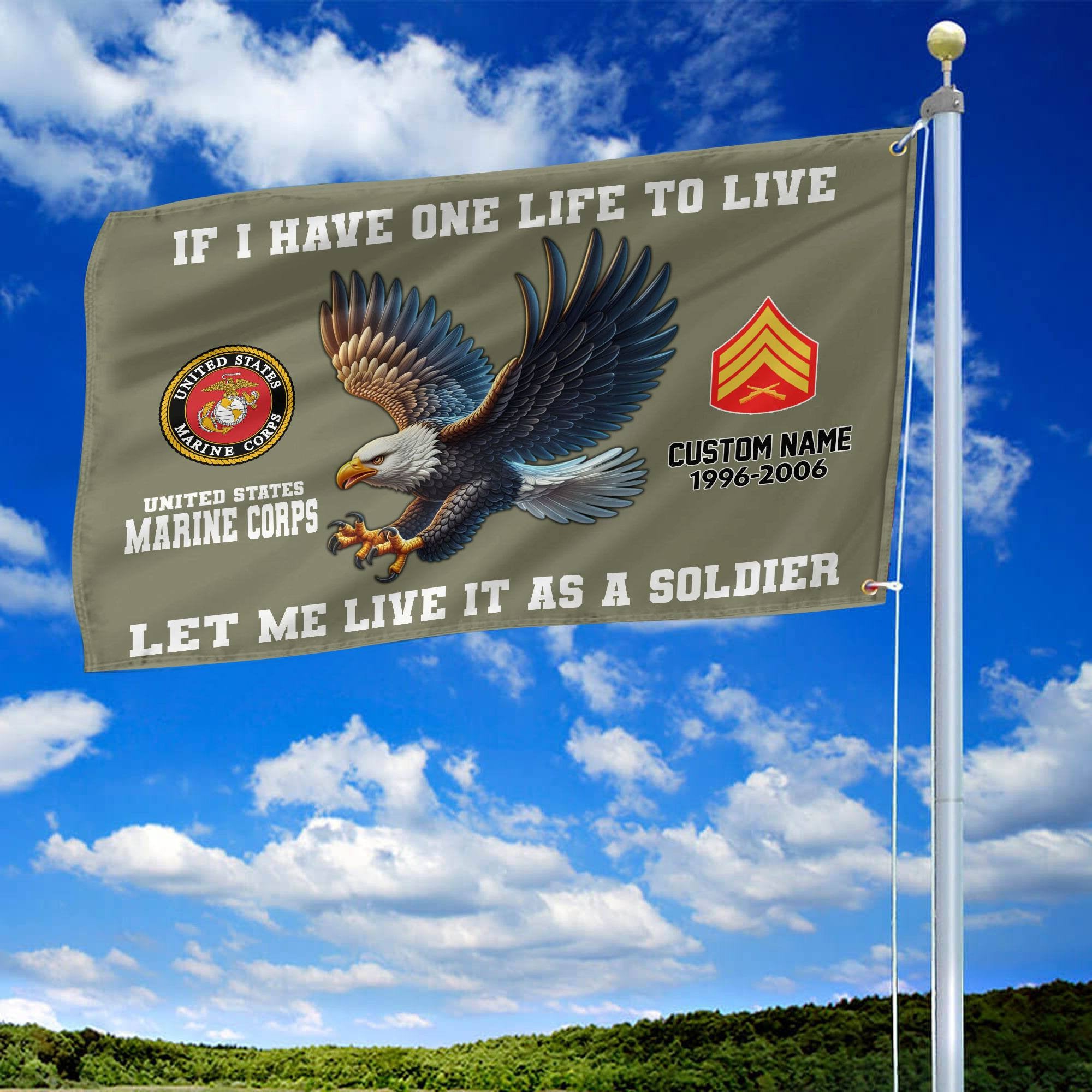 Unique Custom USMC Grommet Flag, Gift For Marine Veteran, Gifts For Dad, For Husband, Best Gifts On Father's Day, Independence Day, Veterans Day.