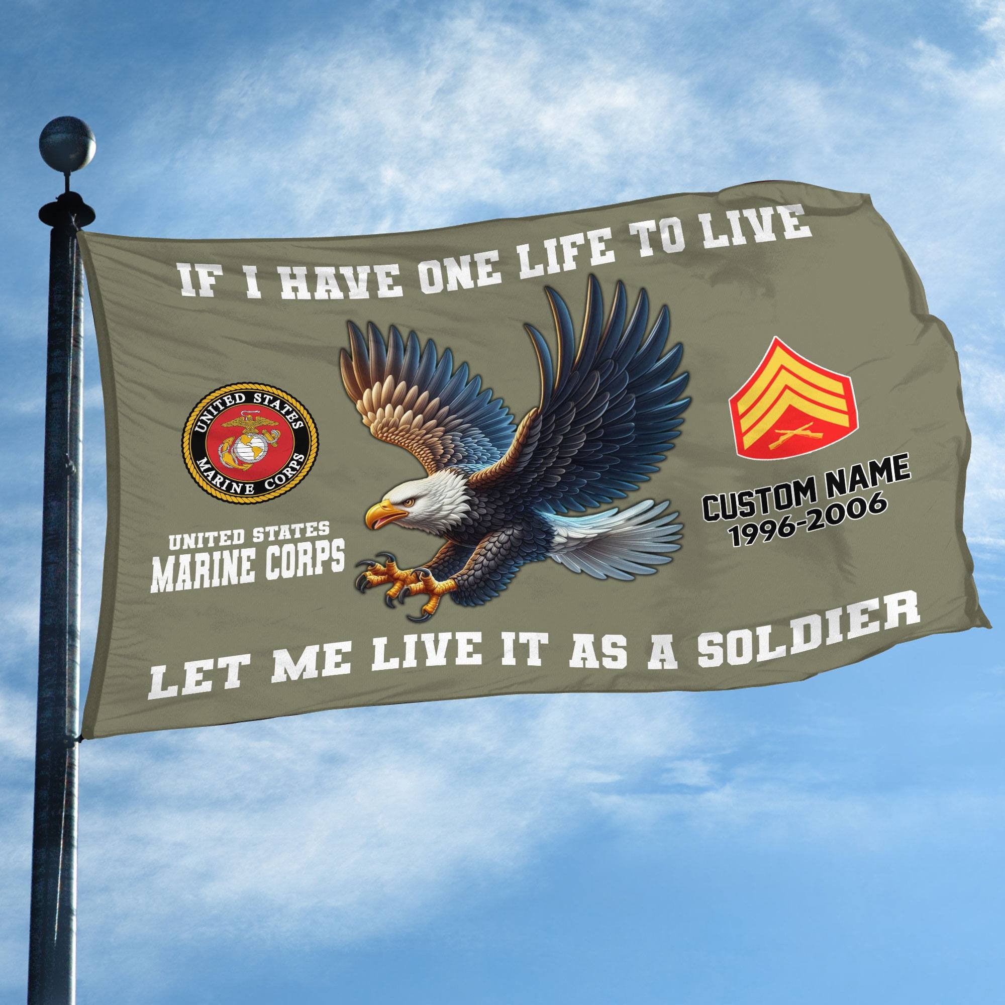 Unique Custom USMC Grommet Flag, Gift For Marine Veteran, Gifts For Dad, For Husband, Best Gifts On Father's Day, Independence Day, Veterans Day.