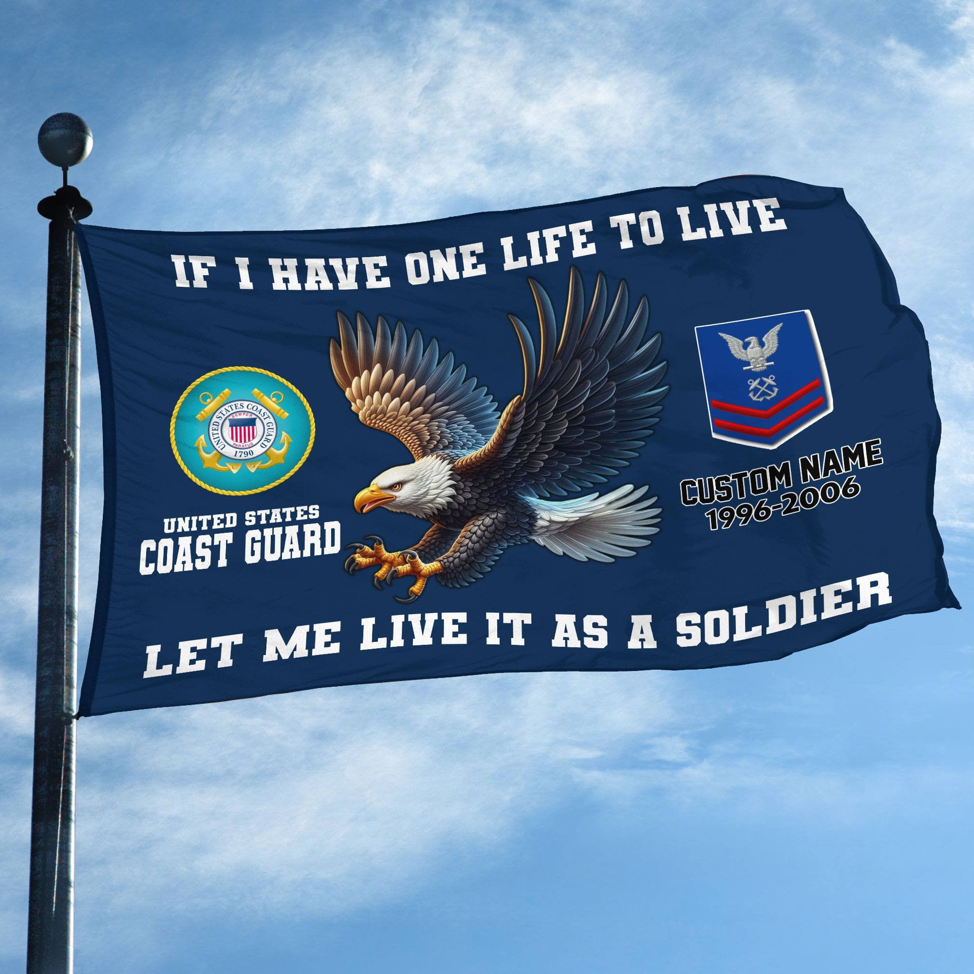 Unique Custom USCG Grommet Flag, Gift For Coast Guard Veteran, Gifts For Dad, For Husband, Best Gifts On Father's Day, Independence Day, Veterans Day.