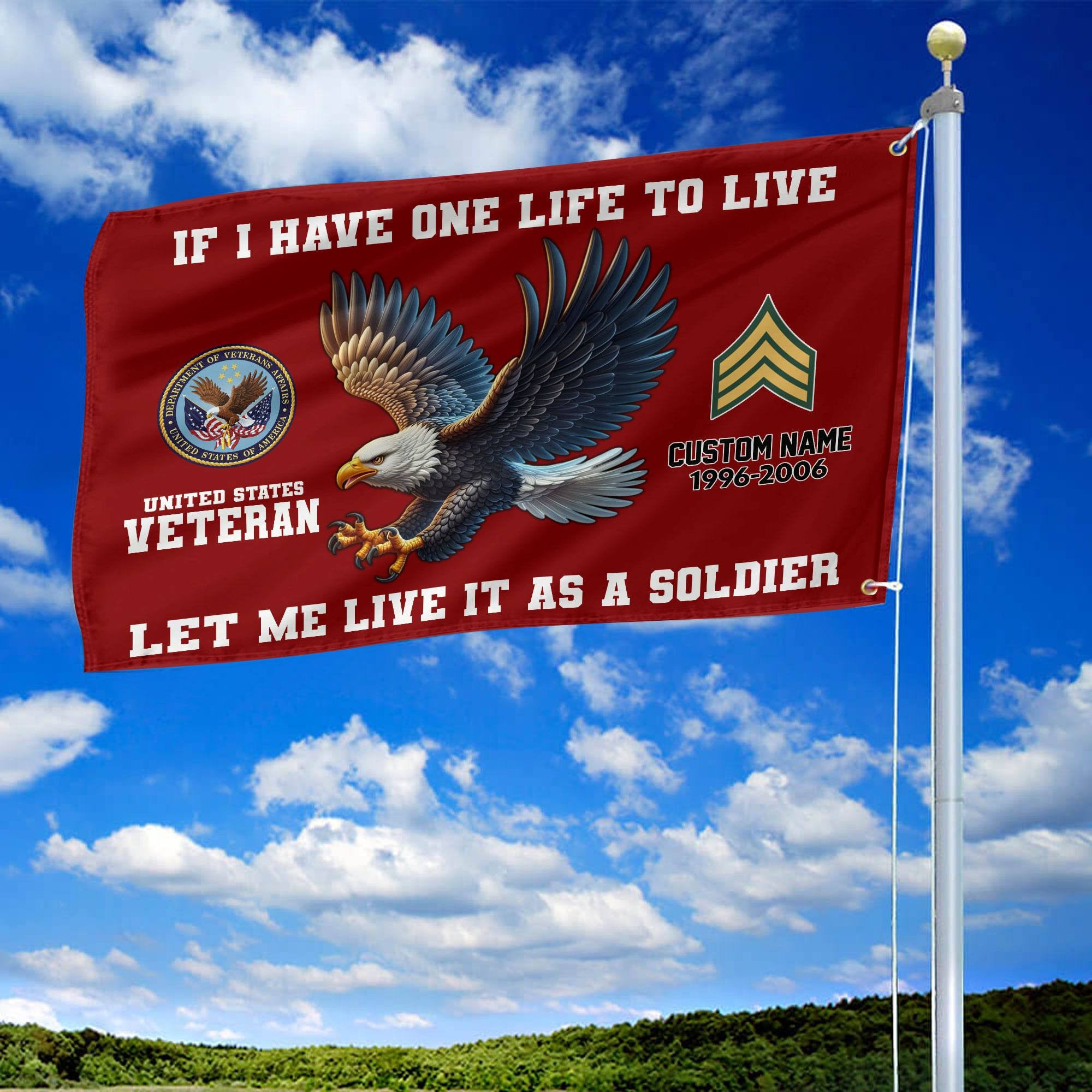 Unique Custom US Veteran Grommet Flag, Gift For US Veteran, Gifts For Dad, For Husband, Best Gifts On Father's Day, Independence Day, Veterans Day.