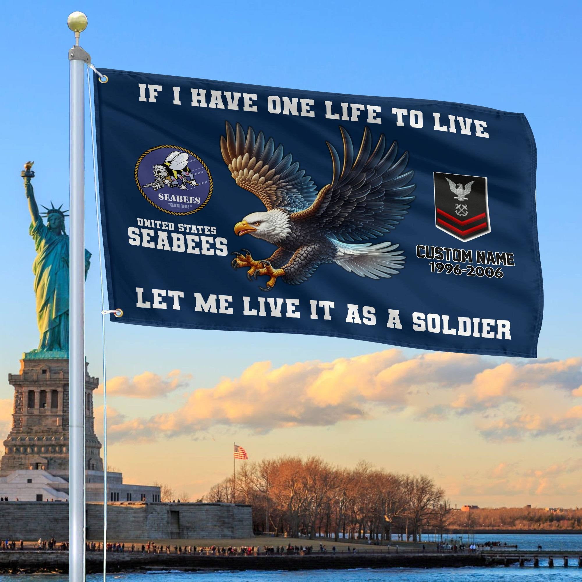 Unique Custom US Seabees Grommet Flag, Gift For Seabees Veteran, Gifts For Dad, For Husband, Best Gifts On Father's Day, Independence Day, Veterans Day.