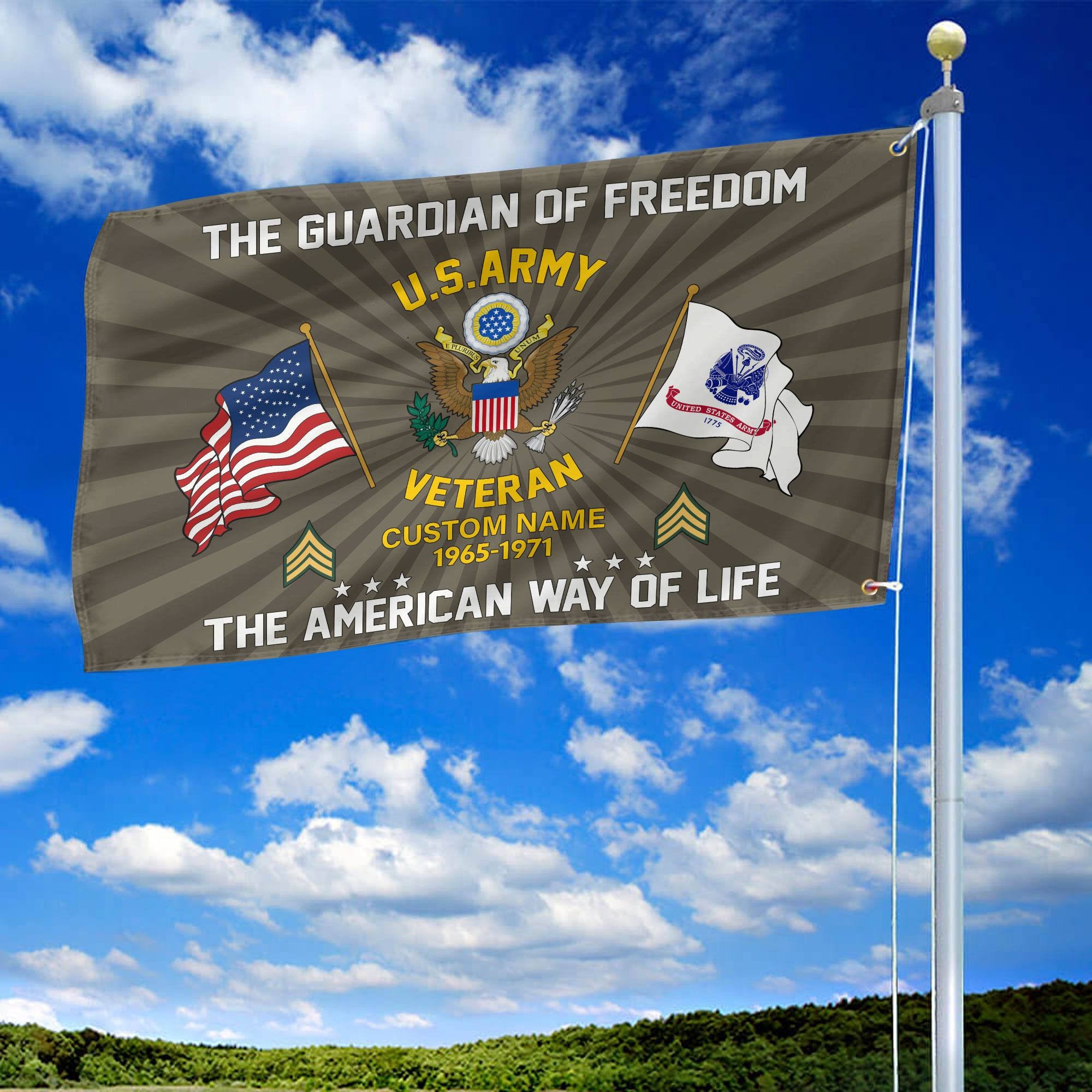 US Army Custom Grommet Flag, Gifts For Army Veteran, Best Gifts On Father's Day, Armed Forces Day, Independence Day, Veterans Day.