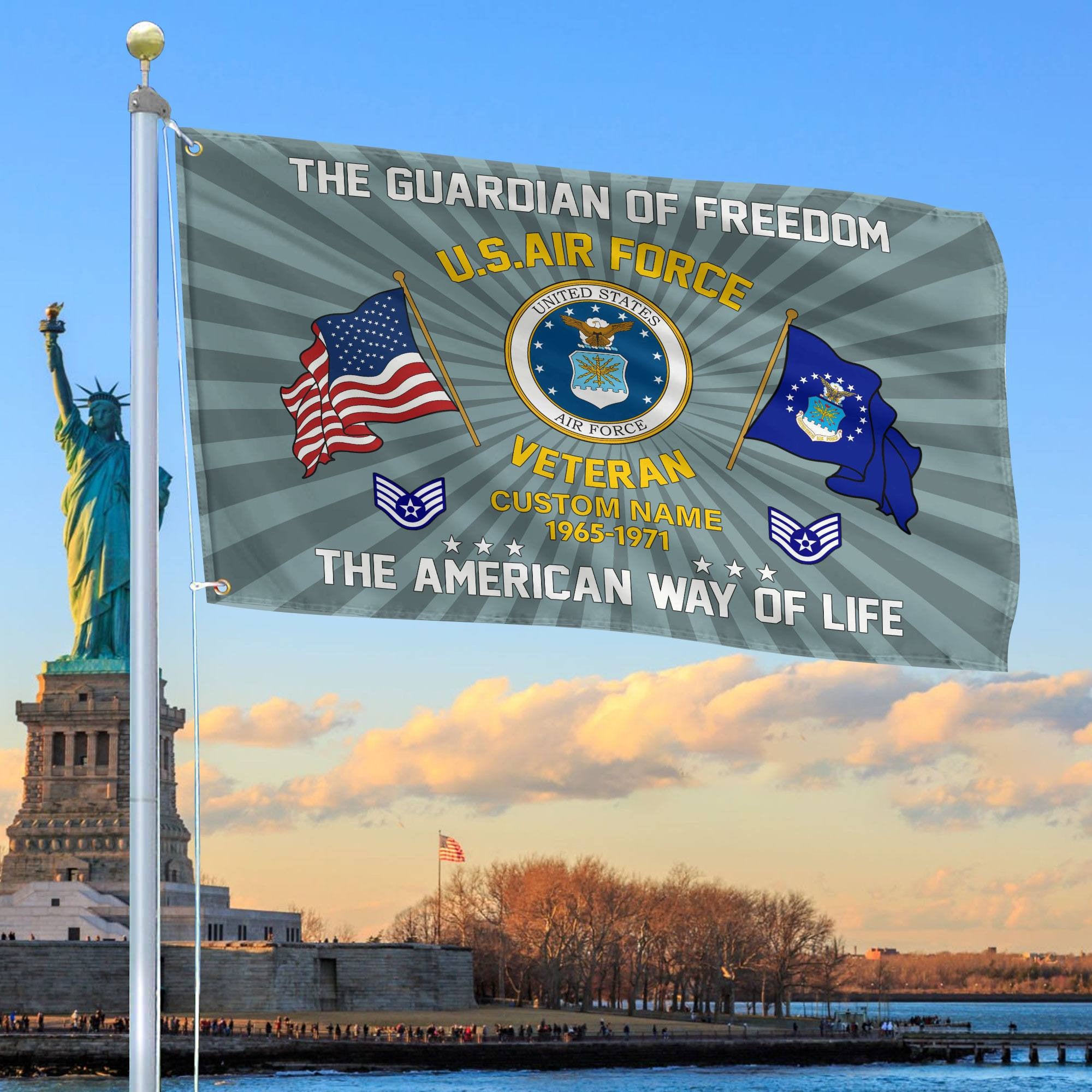 USAF Custom Grommet Flag, Gifts For Air Force Veteran, Best Gifts On Father's Day, Armed Forces Day, Independence Day, Veterans Day.