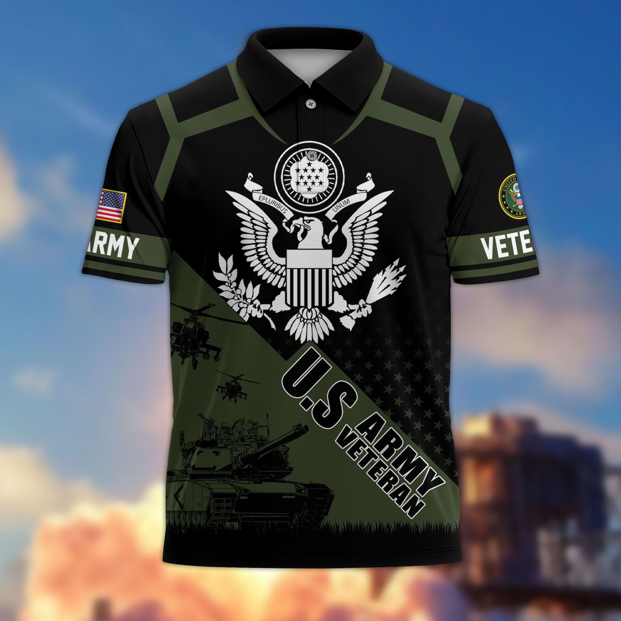 Premium US Veterans Polo Shirt, Gifts For US Veterans, Gifts On Father's Day, Independence Day, Armed Forces Day, Veterans Day.
