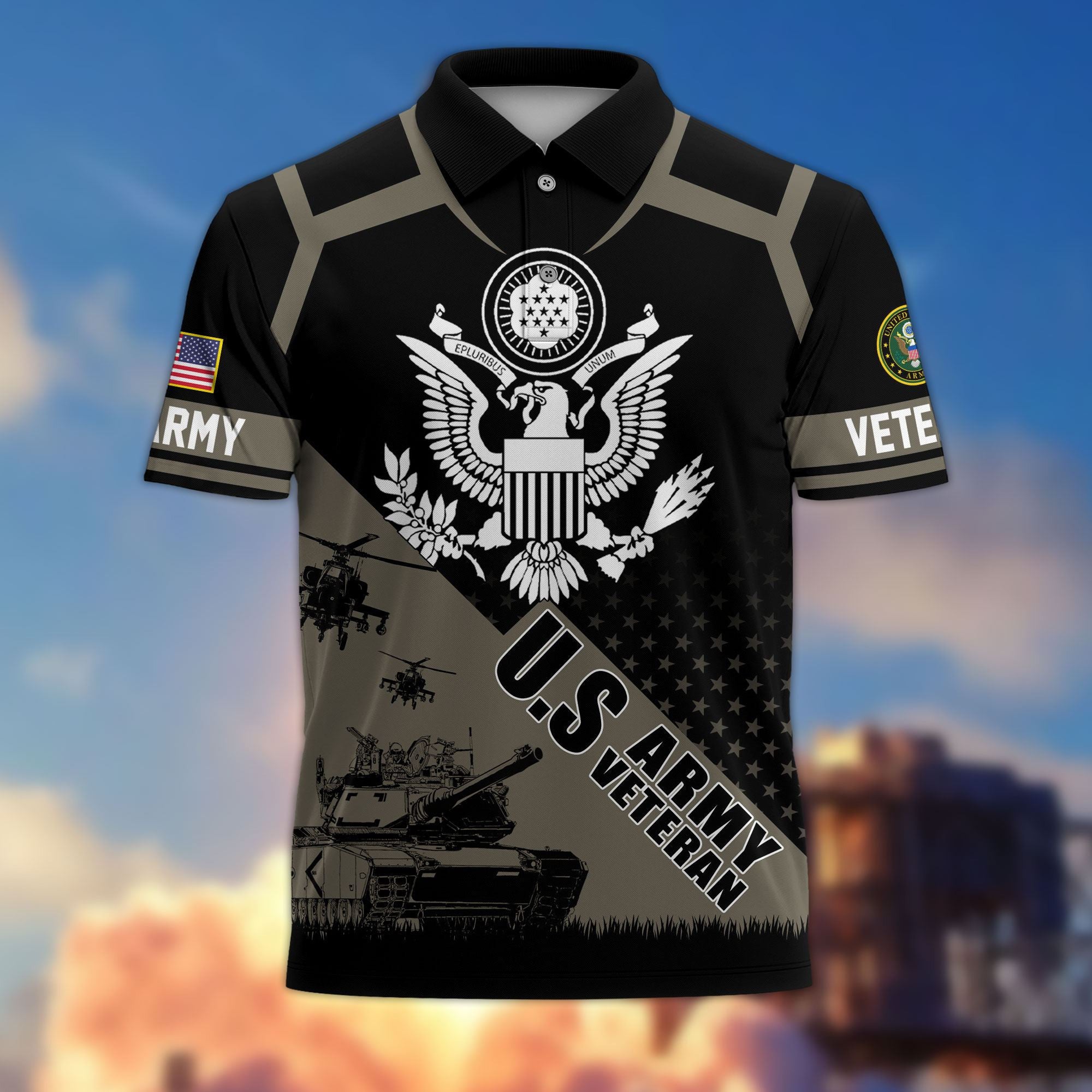 Premium US Veterans Polo Shirt, Gifts For US Veterans, Gifts On Father's Day, Independence Day, Armed Forces Day, Veterans Day.