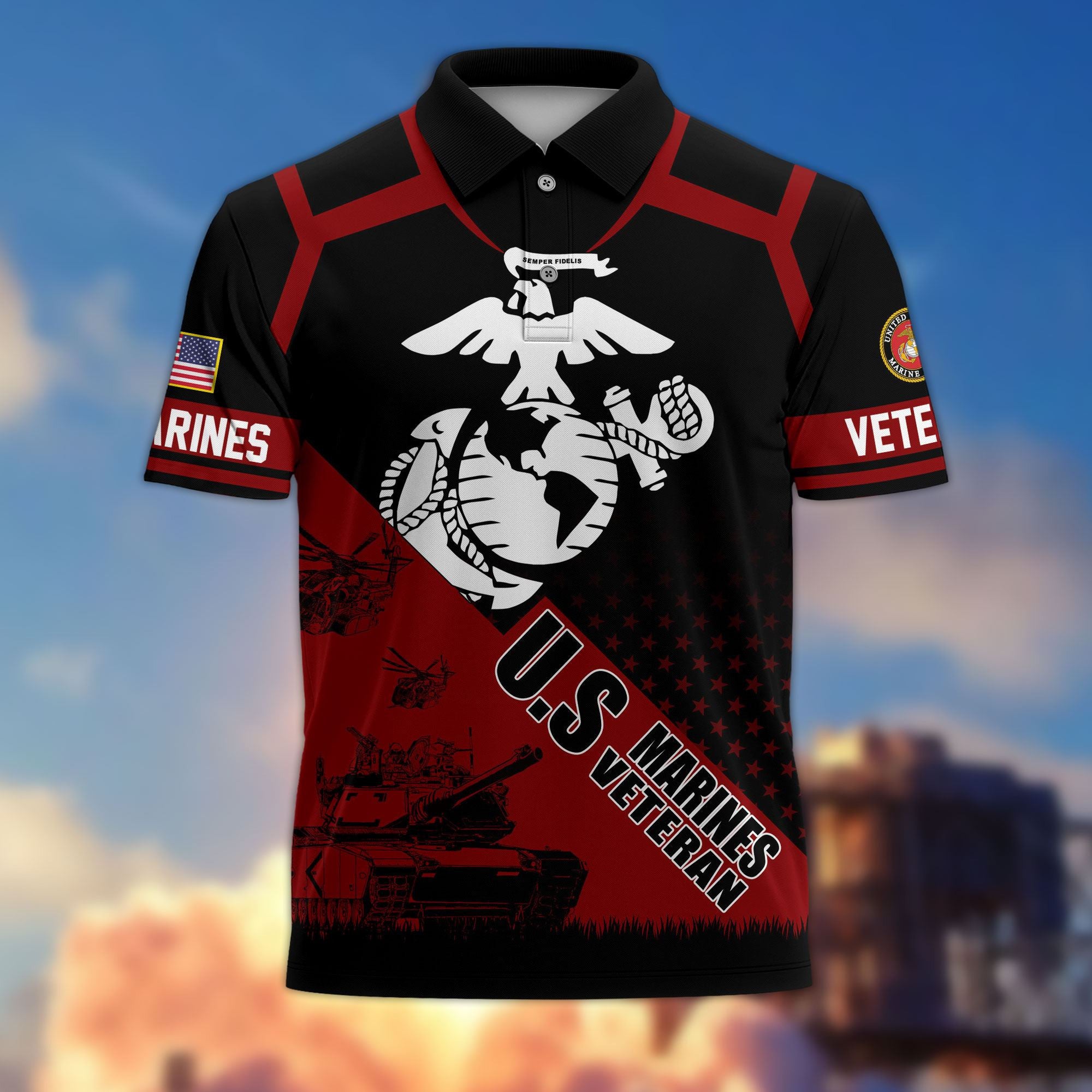 Premium US Veterans Polo Shirt, Gifts For US Veterans, Gifts On Father's Day, Independence Day, Armed Forces Day, Veterans Day.