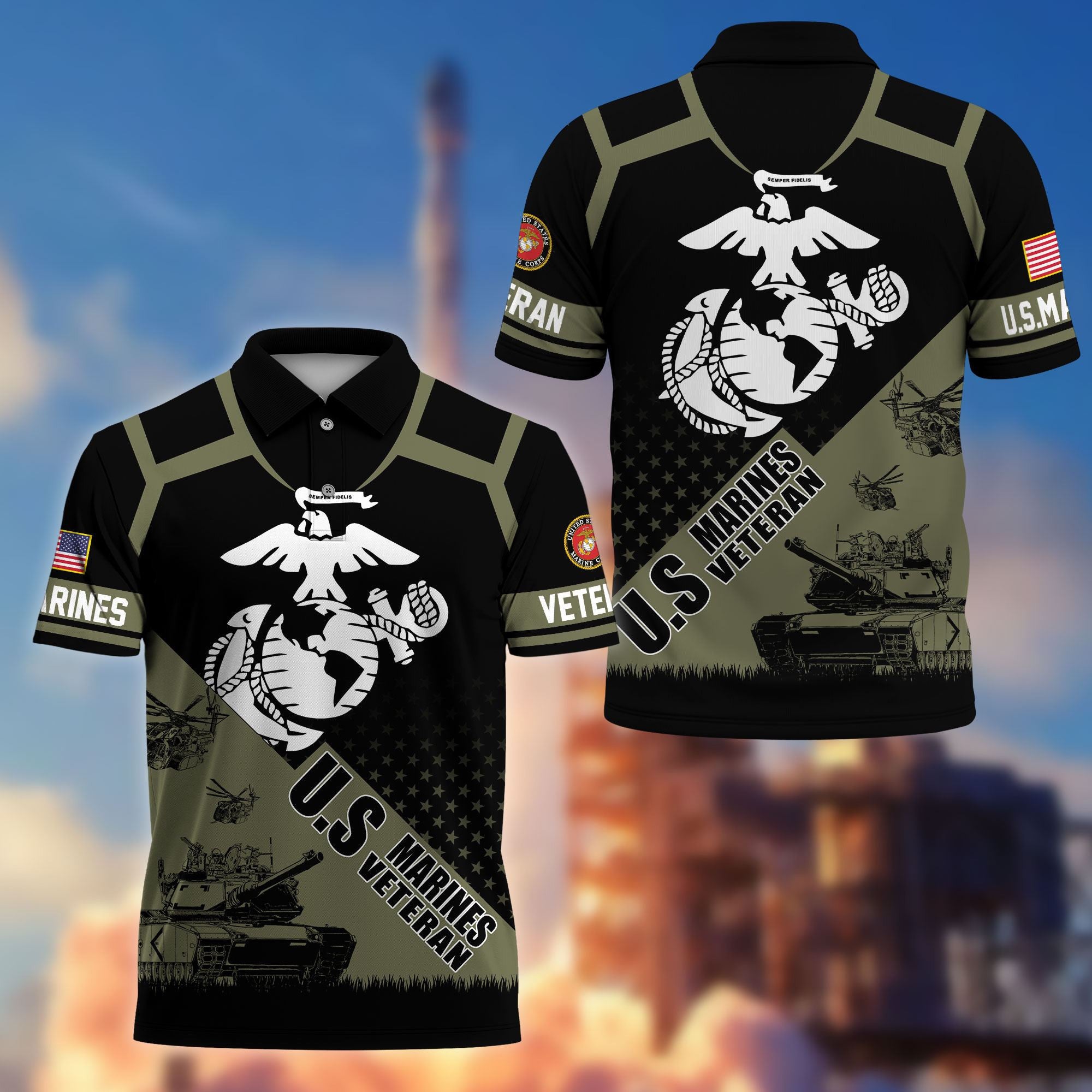Premium US Veterans Polo Shirt, Gifts For US Veterans, Gifts On Father's Day, Independence Day, Armed Forces Day, Veterans Day.