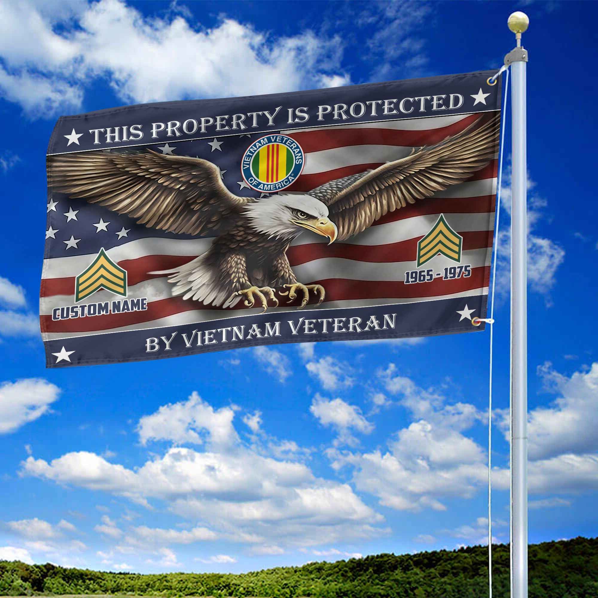 Unique Custom Name, Rank, Year, Vietnam Veteran Grommet Flag, Gifts For Vietnam Veteran, Gifts For Dad, For Husband, Best Gifts On Father's Day, Independence Day, Veterans Day.