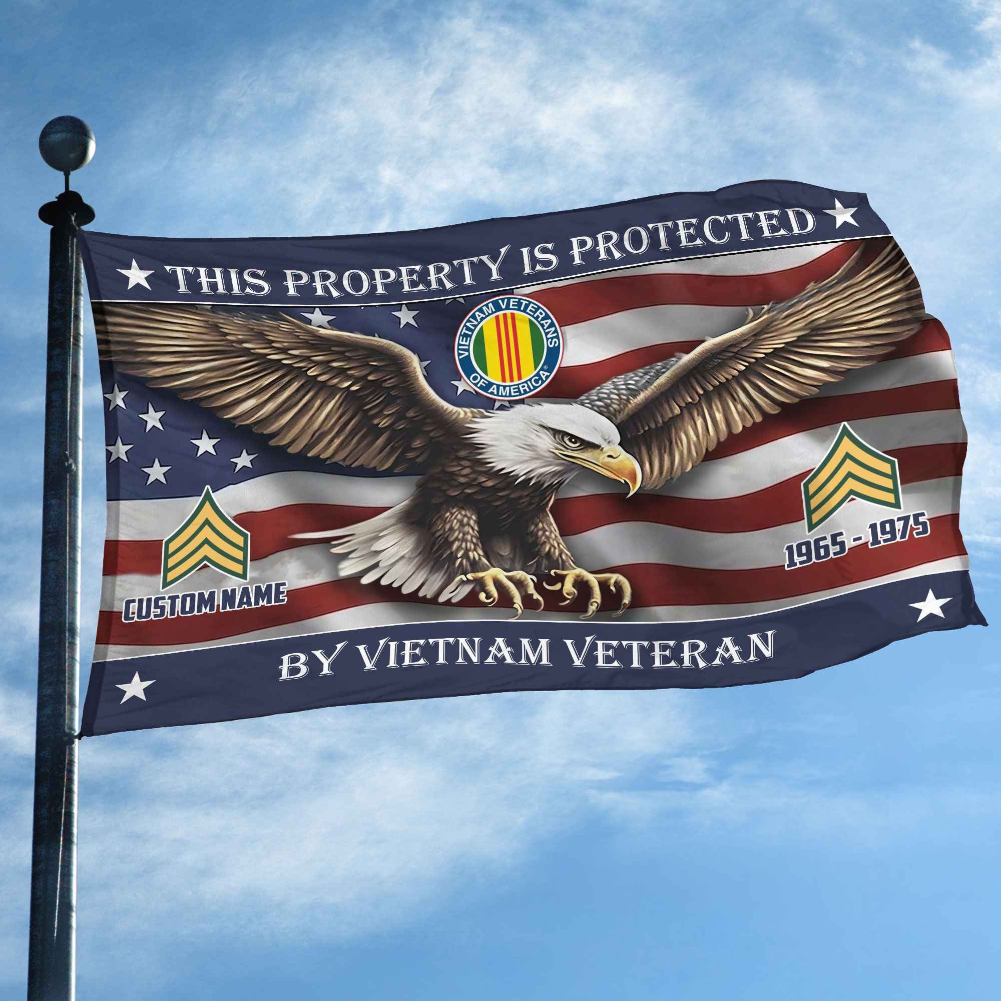 Unique Custom Name, Rank, Year, Vietnam Veteran Grommet Flag, Gifts For Vietnam Veteran, Gifts For Dad, For Husband, Best Gifts On Father's Day, Independence Day, Veterans Day.