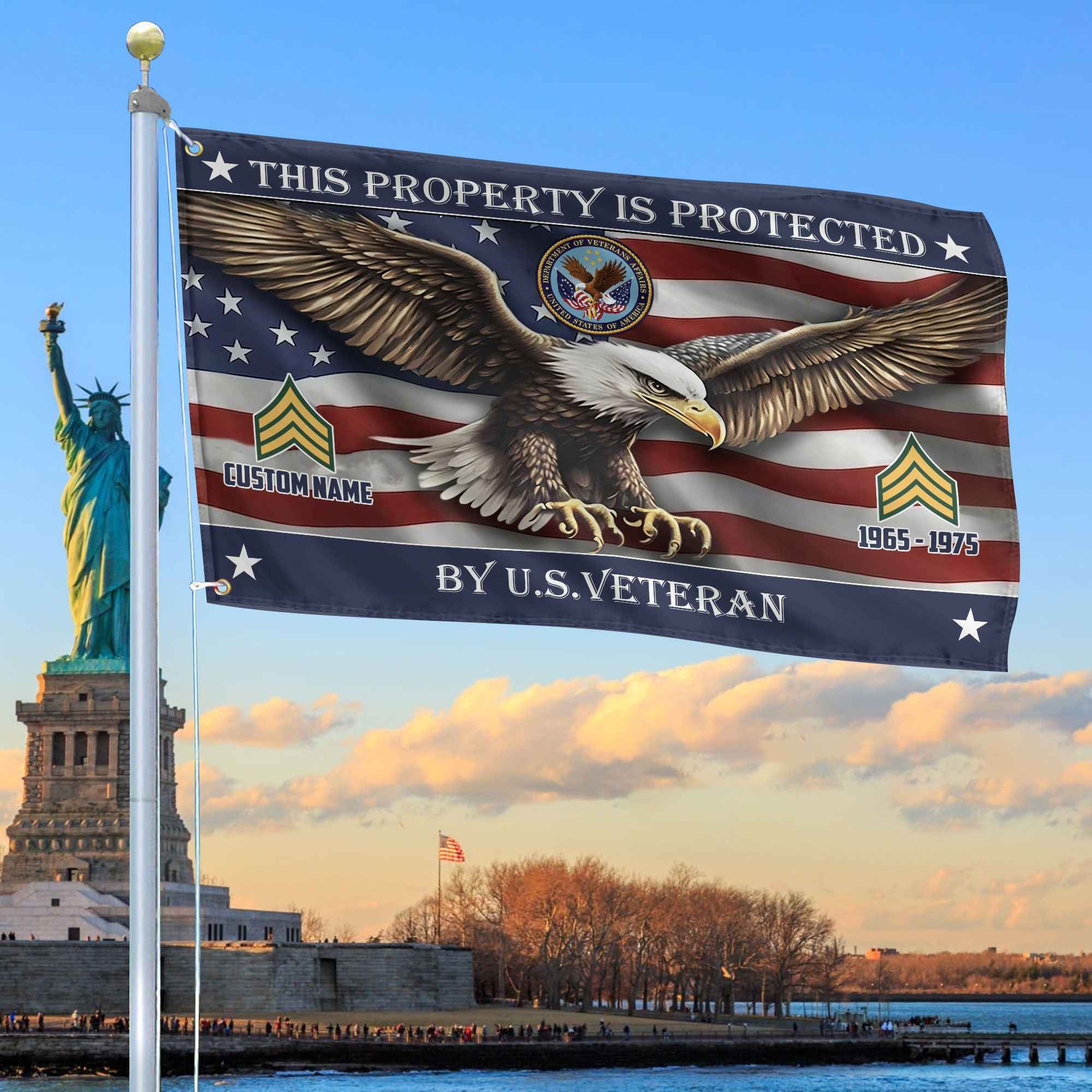Unique Custom Name, Rank, Year, US Veteran Grommet Flag, Gifts For US Veteran, Gifts For Dad, For Husband, Best Gifts On Father's Day, Independence Day, Veterans Day.