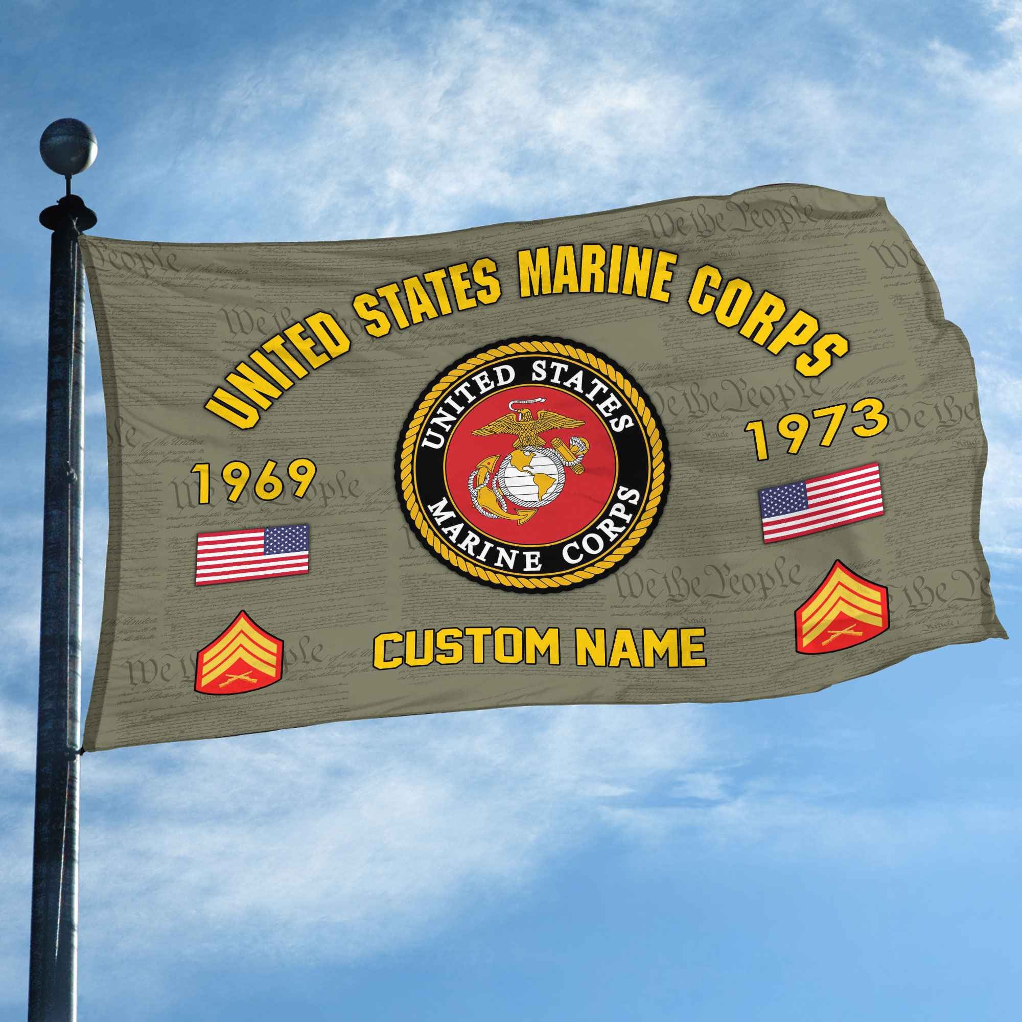 Premium Custom USMC Grommet Flag, Gifts For Marine Veteran, Best Gifts On Father's Day, Armed Forces Day, Independence Day, Veterans Day.