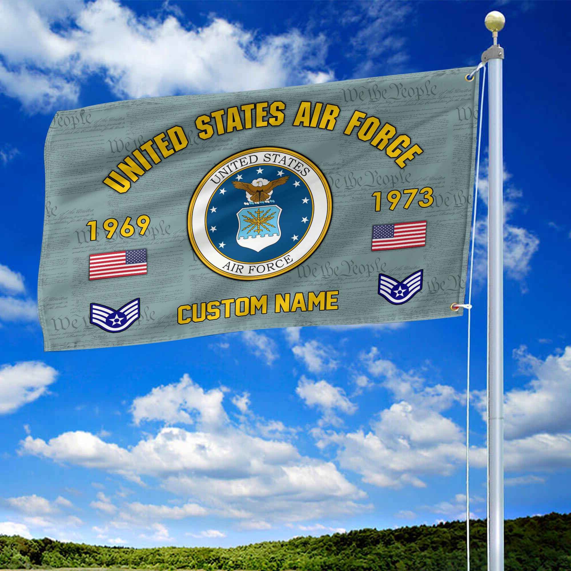 Premium Custom USAF Grommet Flag, Gifts For Air Force Veteran, Best Gifts On Father's Day, Armed Forces Day, Independence Day, Veterans Day.