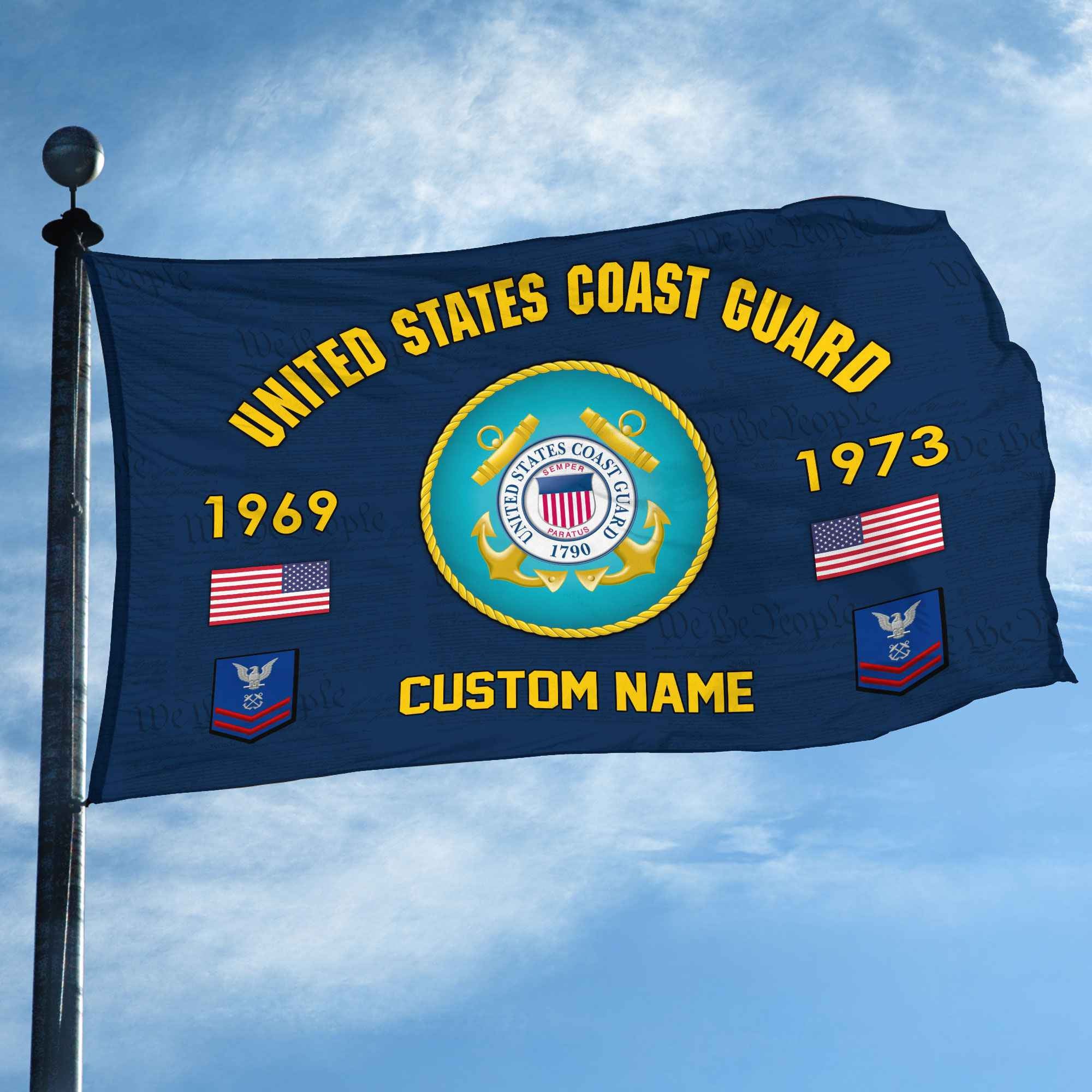 Premium Custom USCG Grommet Flag, Gifts For Coast Guard Veteran, Best Gifts On Father's Day, Armed Forces Day, Independence Day, Veterans Day.