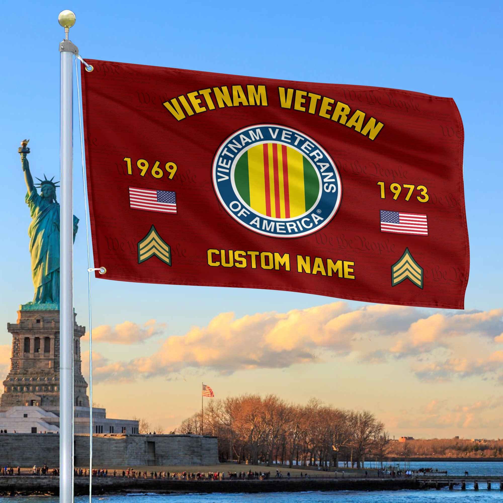 Premium Custom Vietnam Veteran Grommet Flag, Gifts For Vietnam Veteran, Best Gifts On Father's Day, Armed Forces Day, Independence Day, Veterans Day.