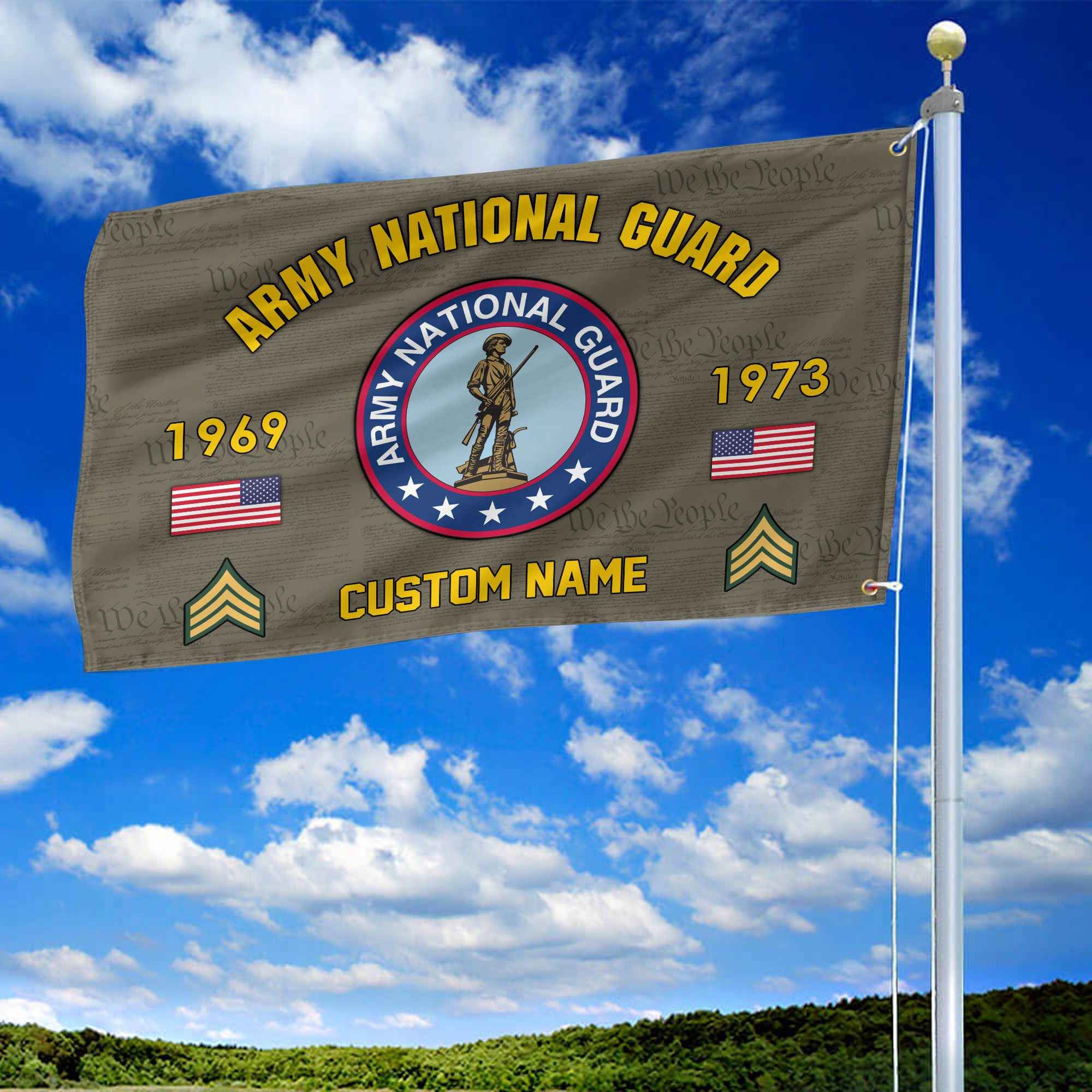 Premium Custom US Army National Guard Grommet Flag, Gifts For Army National Guard Veteran, Best Gifts On Father's Day, Armed Forces Day, Independence Day, Veterans Day.
