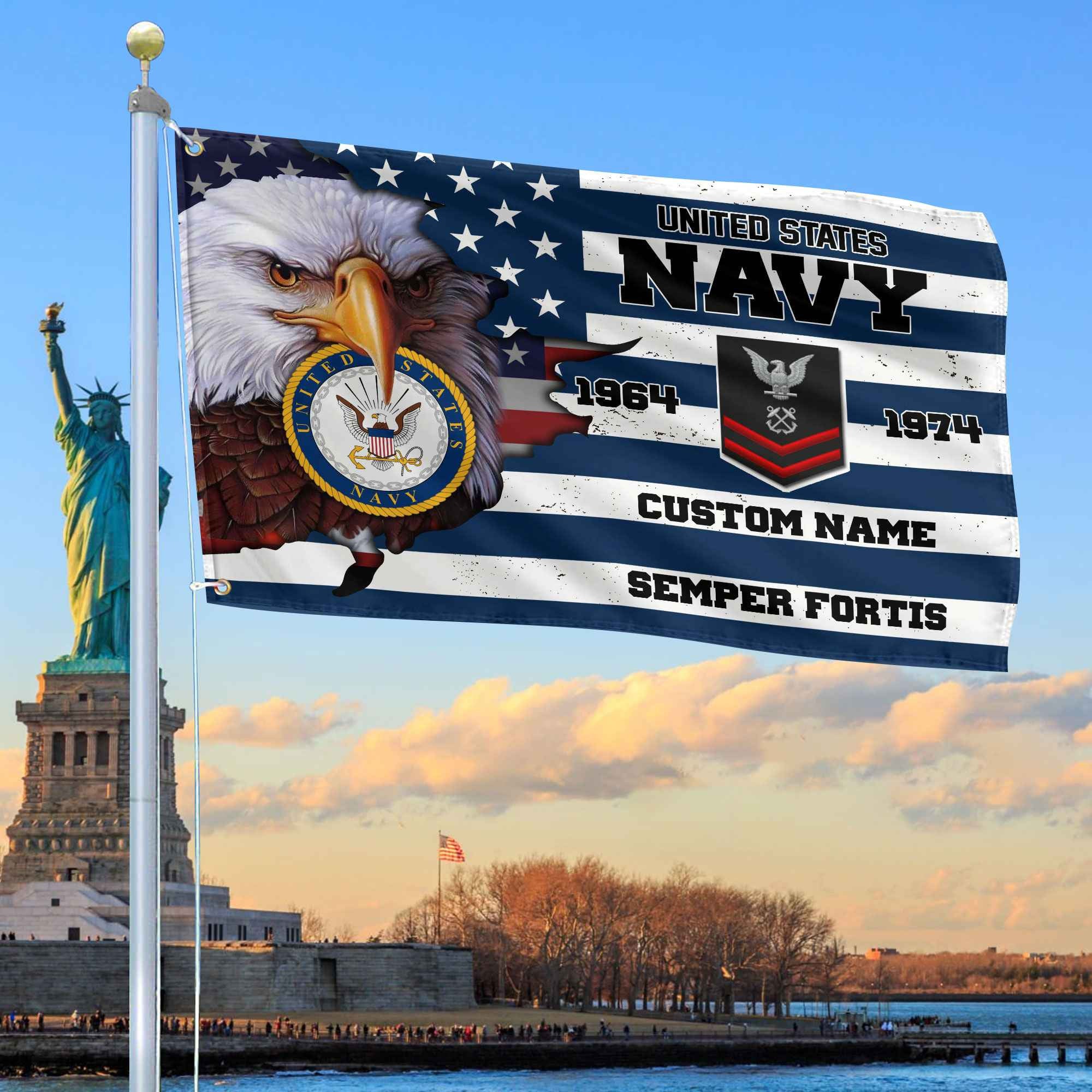 Premium Custom US Navy Grommet Flag, Gifts For Navy Veteran, Best Gifts On Father's Day, Armed Forces Day, Independence Day, Veterans Day.