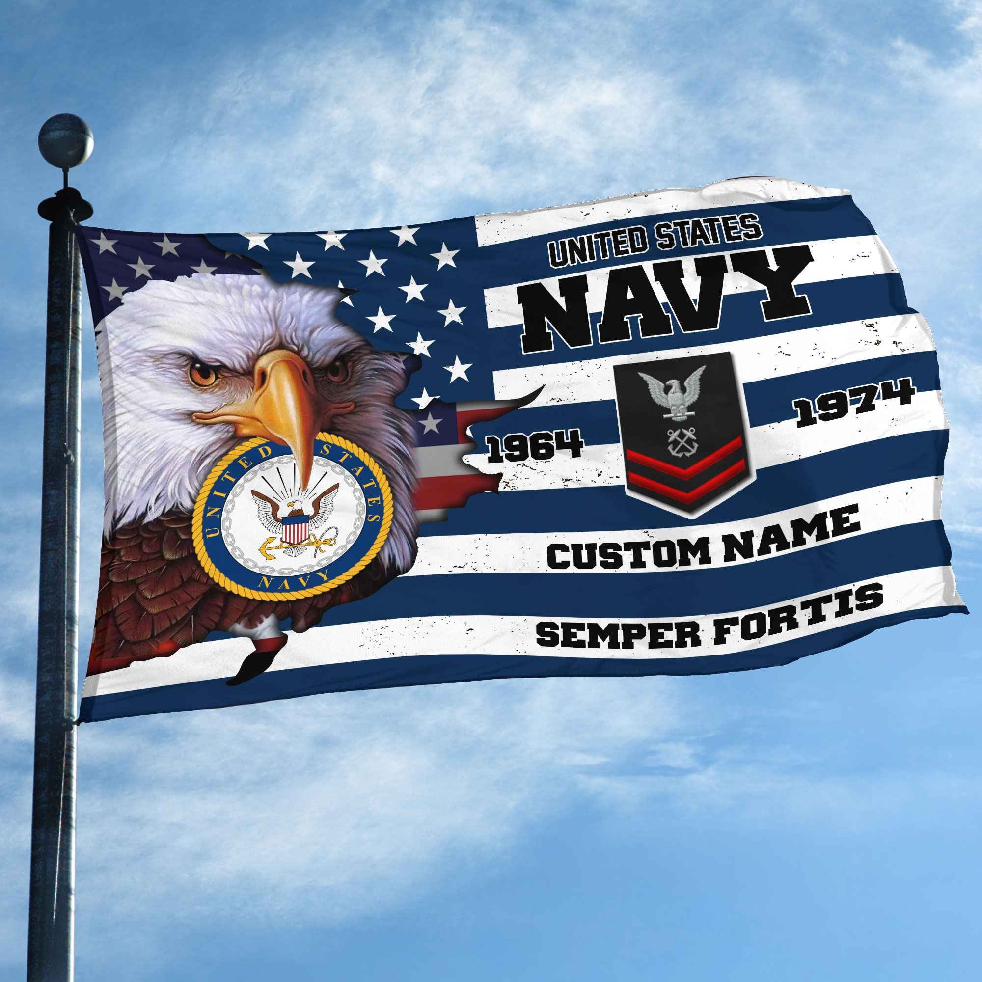 Premium Custom US Navy Grommet Flag, Gifts For Navy Veteran, Best Gifts On Father's Day, Armed Forces Day, Independence Day, Veterans Day.