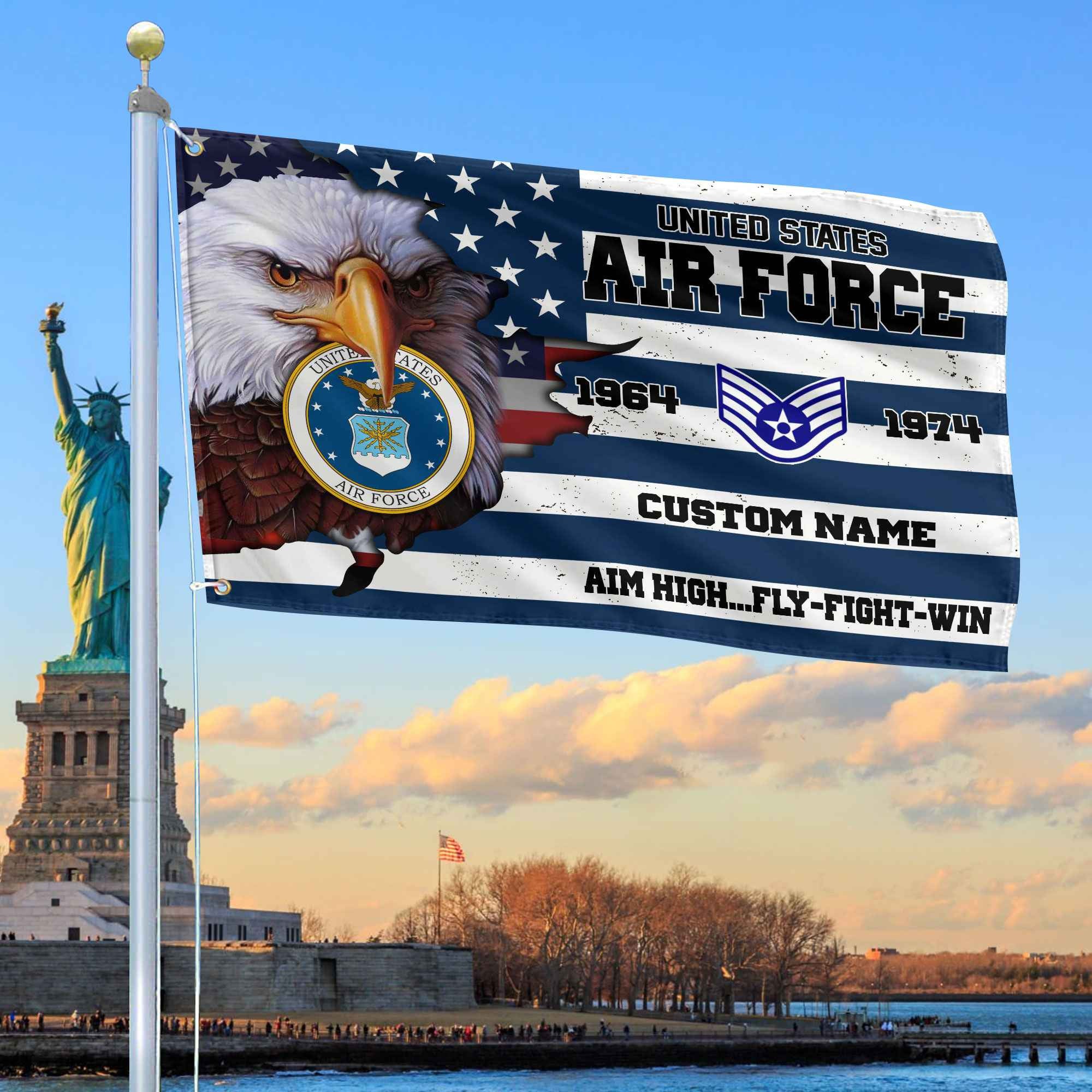 Premium Custom USAF Grommet Flag, Gifts For Air Force Veteran, Best Gifts On Father's Day, Armed Forces Day, Independence Day, Veterans Day.