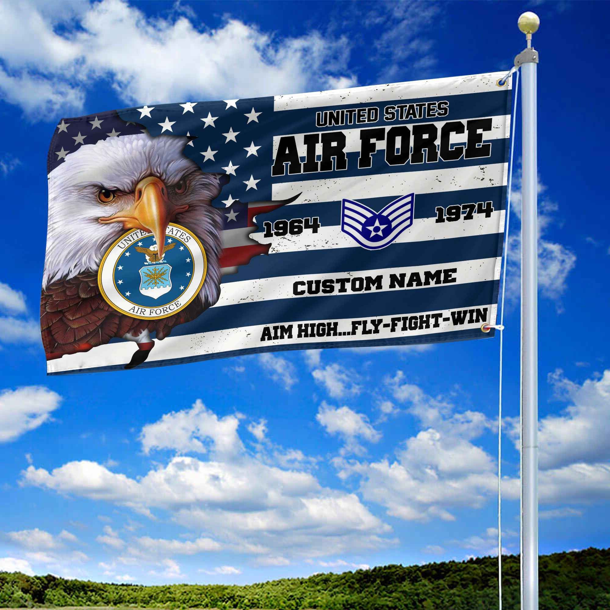 Premium Custom USAF Grommet Flag, Gifts For Air Force Veteran, Best Gifts On Father's Day, Armed Forces Day, Independence Day, Veterans Day.