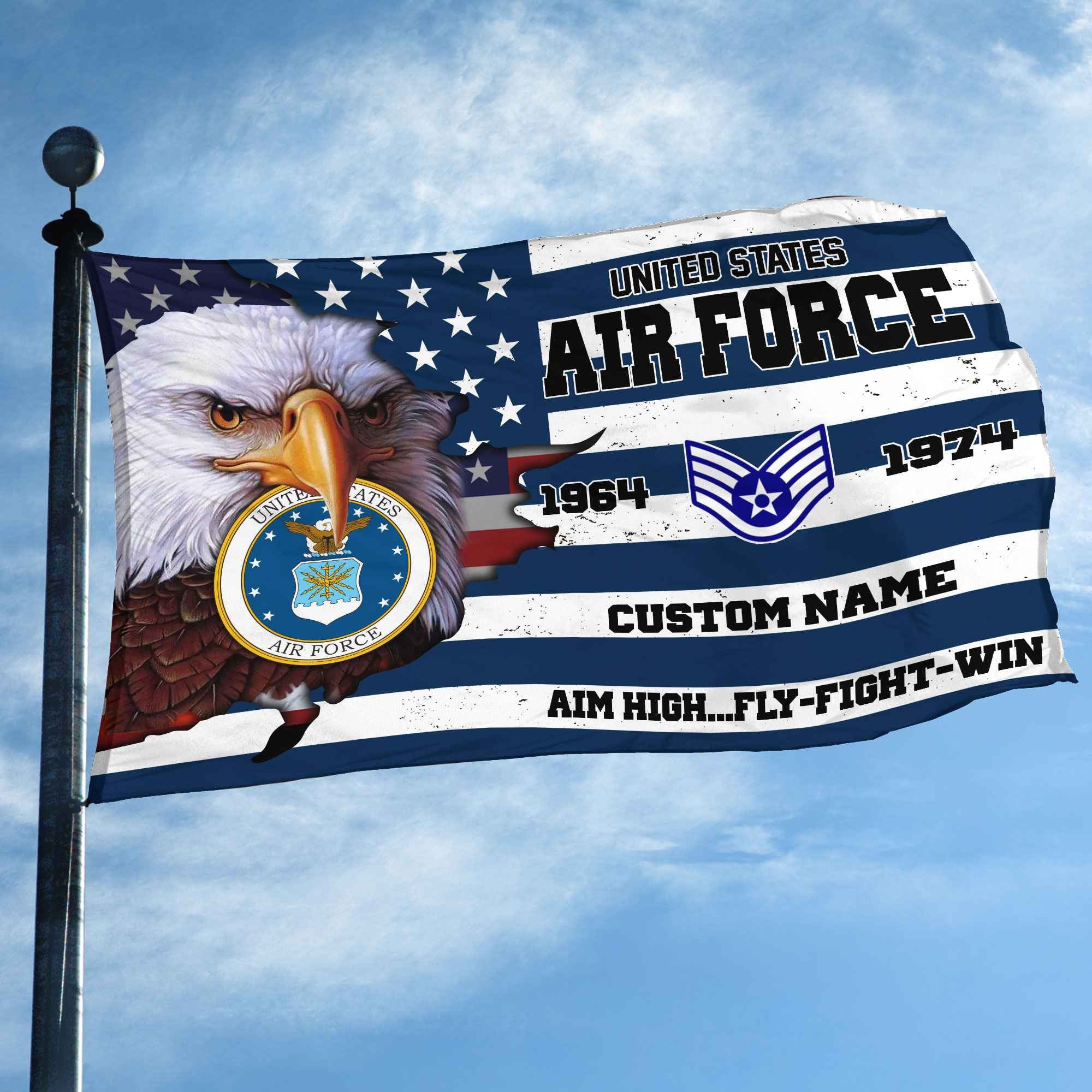 Premium Custom USAF Grommet Flag, Gifts For Air Force Veteran, Best Gifts On Father's Day, Armed Forces Day, Independence Day, Veterans Day.