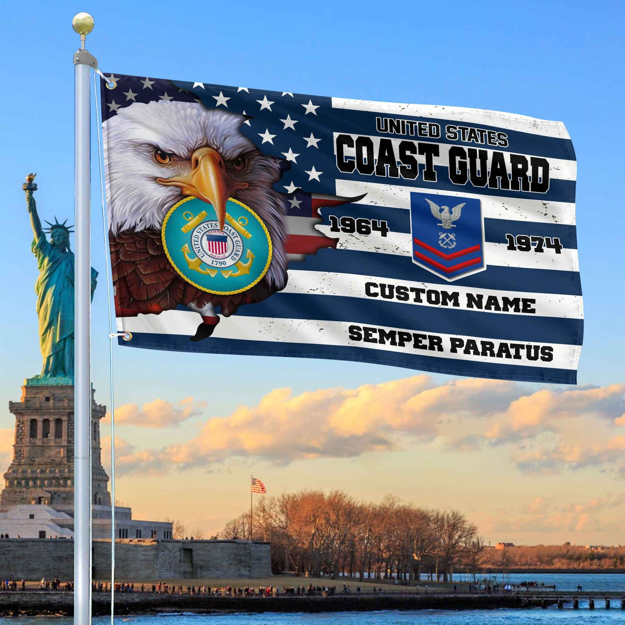 Premium Custom USCG Grommet Flag, Gifts For Coast Guard Veteran, Best Gifts On Father's Day, Armed Forces Day, Independence Day, Veterans Day.