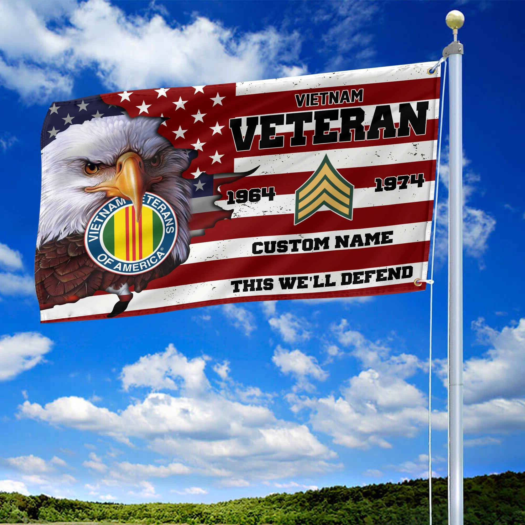 Premium Custom Vietnam Veteran Grommet Flag, Gifts For Vietnam Veteran, Best Gifts On Father's Day, Armed Forces Day, Independence Day, Veterans Day.