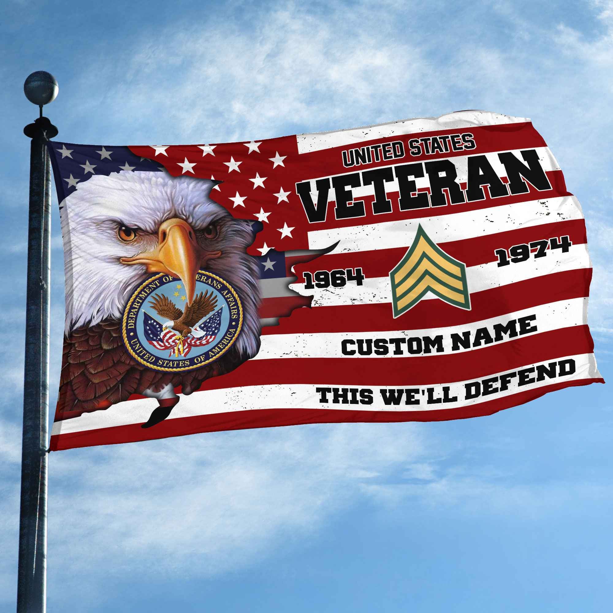 Premium Custom US Veteran Grommet Flag, Gifts For US Veteran, Best Gifts On Father's Day, Armed Forces Day, Independence Day, Veterans Day.