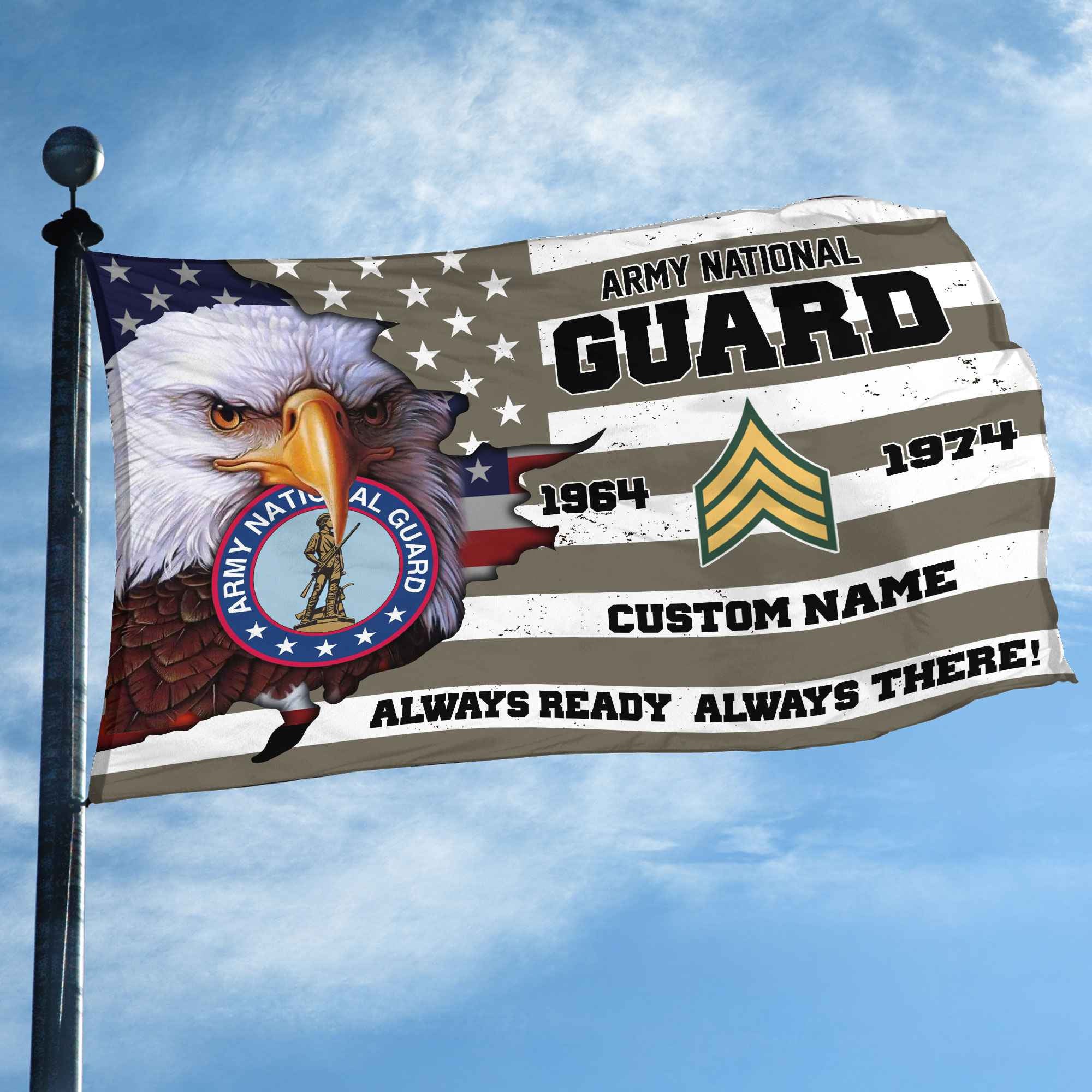 Premium Custom US Army National Guard Grommet Flag, Gifts For Army National Guard Veteran, Best Gifts On Father's Day, Armed Forces Day, Independence Day, Veterans Day.