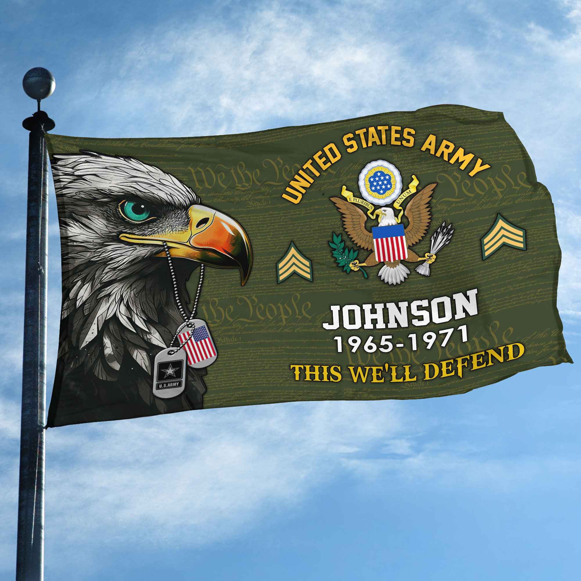 US Army Custom Grommet Flag, Gifts For Army Veteran, Best Gifts On Father's Day, Armed Forces Day, Independence Day, Veterans Day.