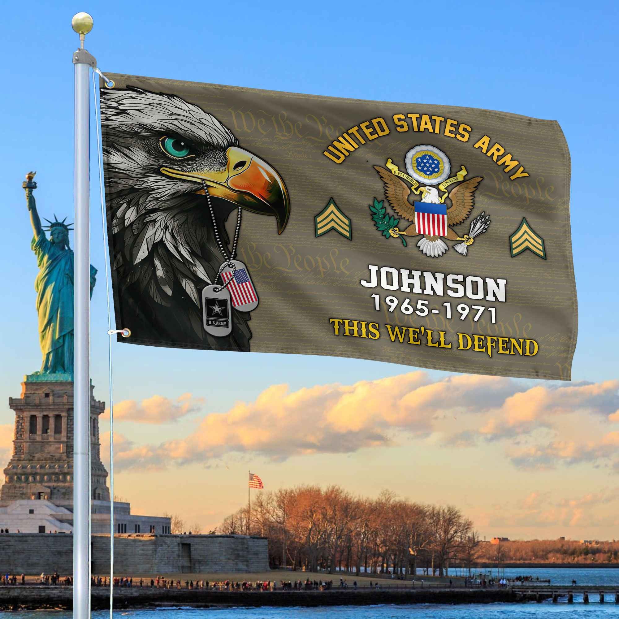 US Army Custom Grommet Flag, Gifts For Army Veteran, Best Gifts On Father's Day, Armed Forces Day, Independence Day, Veterans Day.