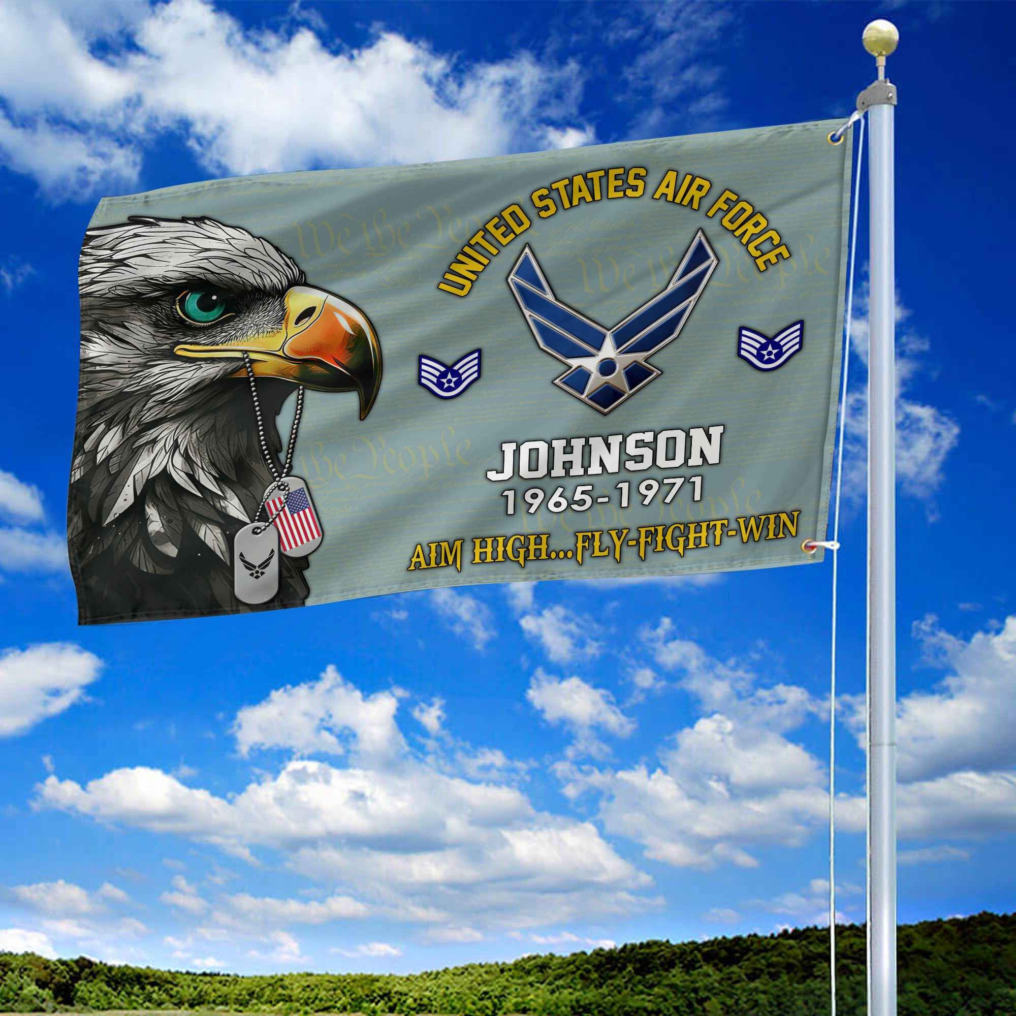 USAF Custom Grommet Flag, Gifts For Air Force Veteran, Best Gifts On Father's Day, Armed Forces Day, Independence Day, Veterans Day.