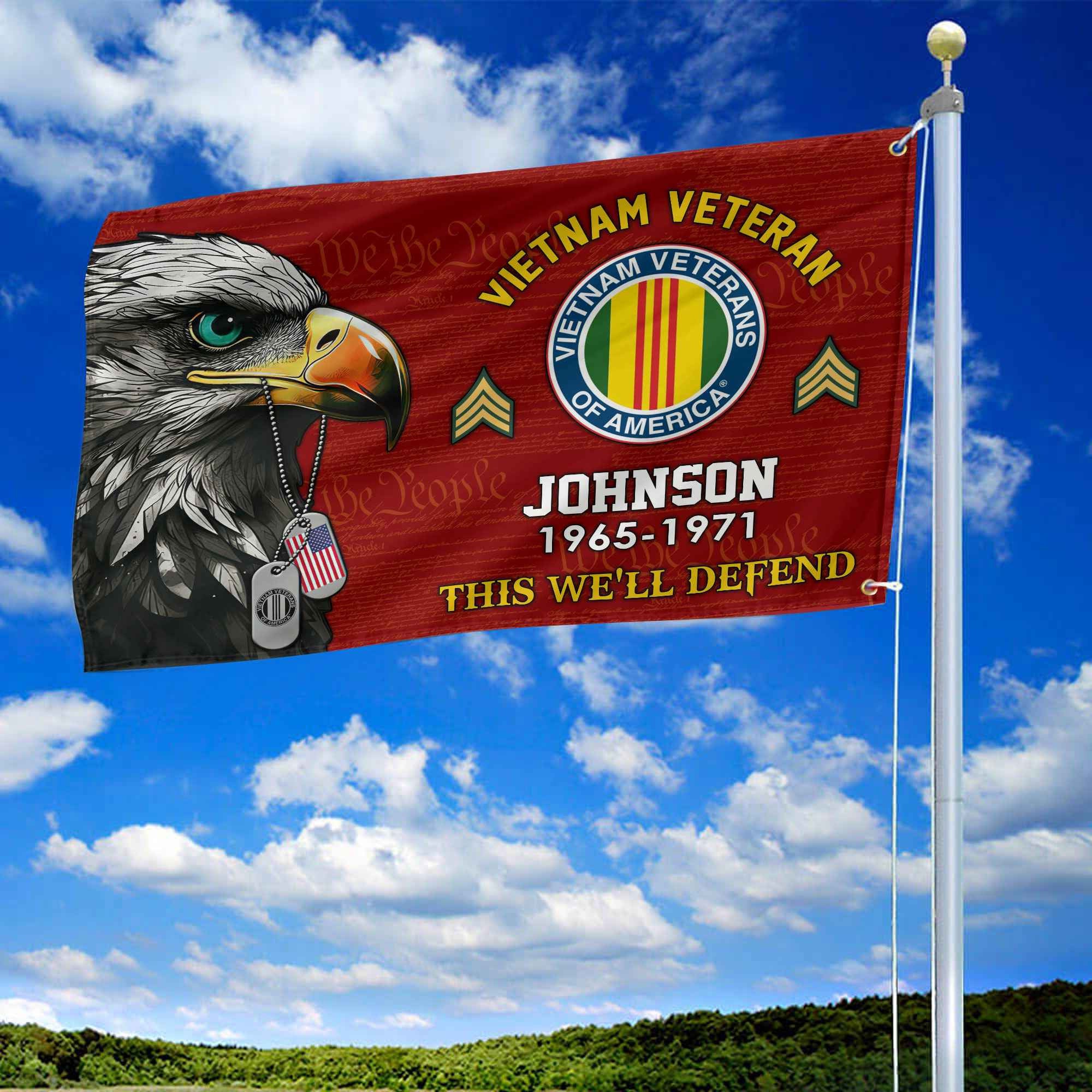 Vietnam Veteran Custom Grommet Flag, Gifts For Vietnam Veteran, Best Gifts On Father's Day, Armed Forces Day, Independence Day, Veterans Day.