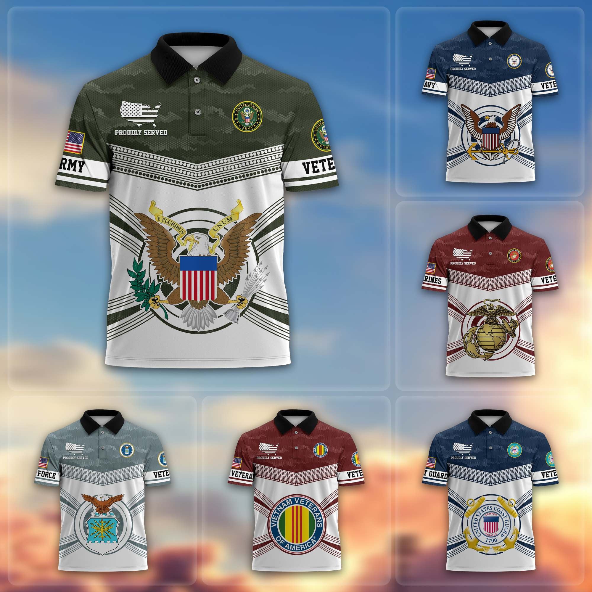 Premium US Veterans Polo Shirt, Gifts For US Veterans, Gifts On Father's Day, Independence Day, Armed Forces Day, Veterans Day.