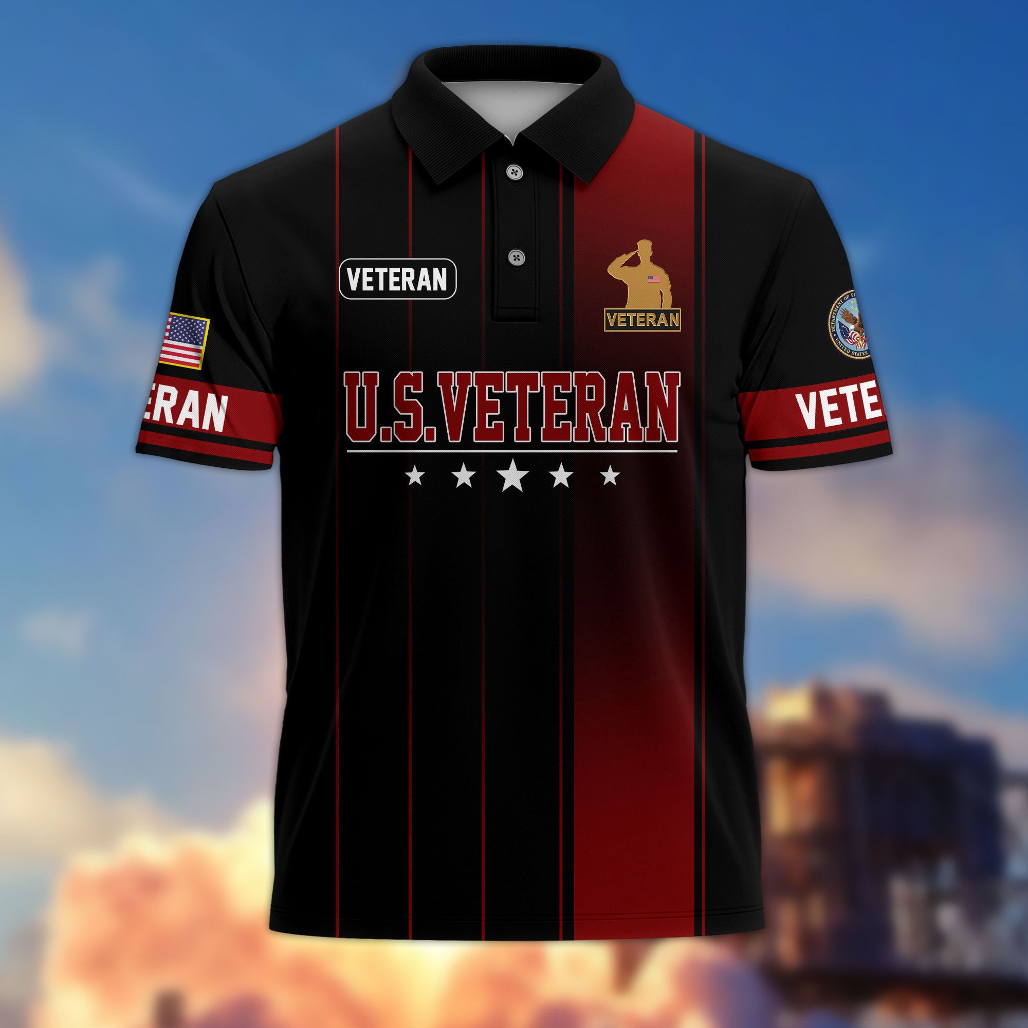 Premium US Veterans Polo Shirt, Gifts For US Veterans, Gifts On Father's Day, Independence Day, Armed Forces Day, Veterans Day.