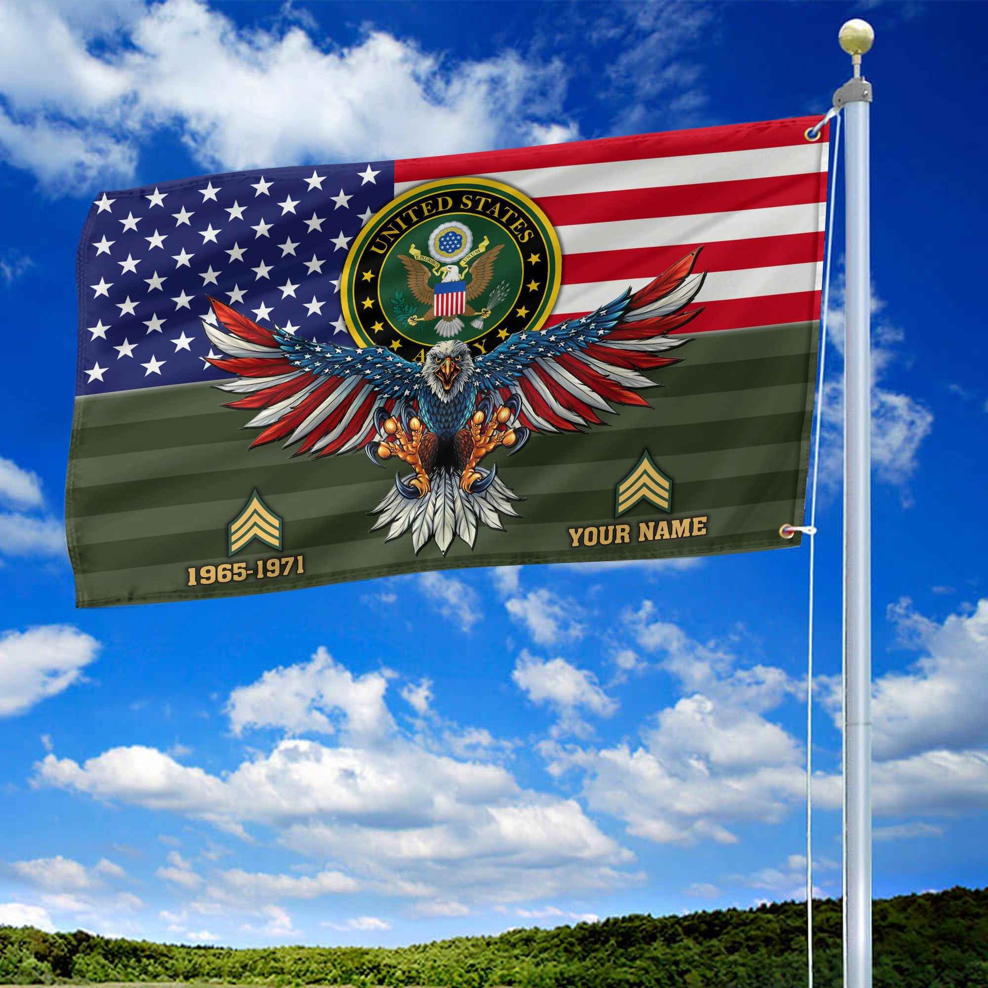 Premium Custom US Army Grommet Flag, Gifts For Army Veteran, Gifts For Dad, For Husband, Best Gifts On Father's Day, Armed Forces Day, Independence Day, Veterans Day.