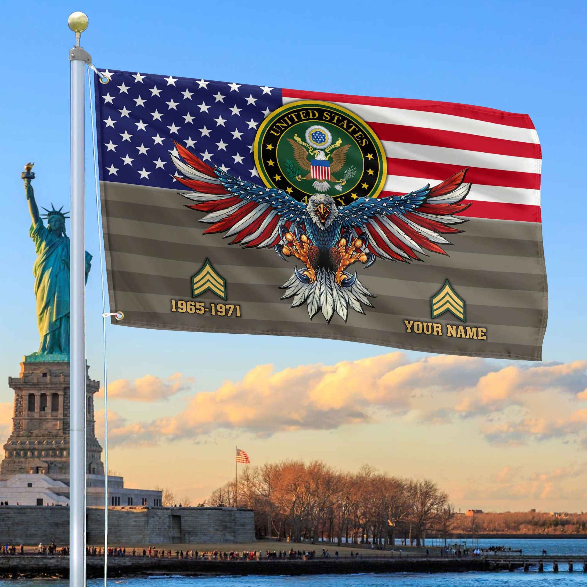 Premium Custom US Army Grommet Flag, Gifts For Army Veteran, Gifts For Dad, For Husband, Best Gifts On Father's Day, Armed Forces Day, Independence Day, Veterans Day.