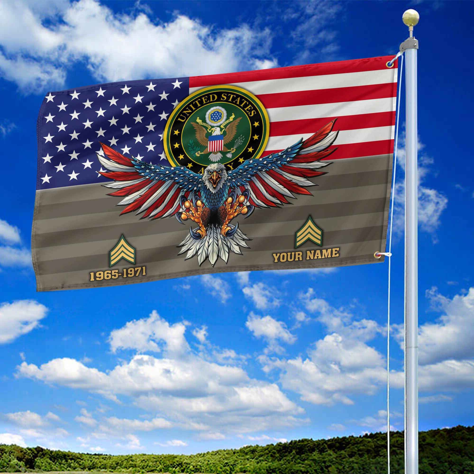 Premium Custom US Army Grommet Flag, Gifts For Army Veteran, Gifts For Dad, For Husband, Best Gifts On Father's Day, Armed Forces Day, Independence Day, Veterans Day.