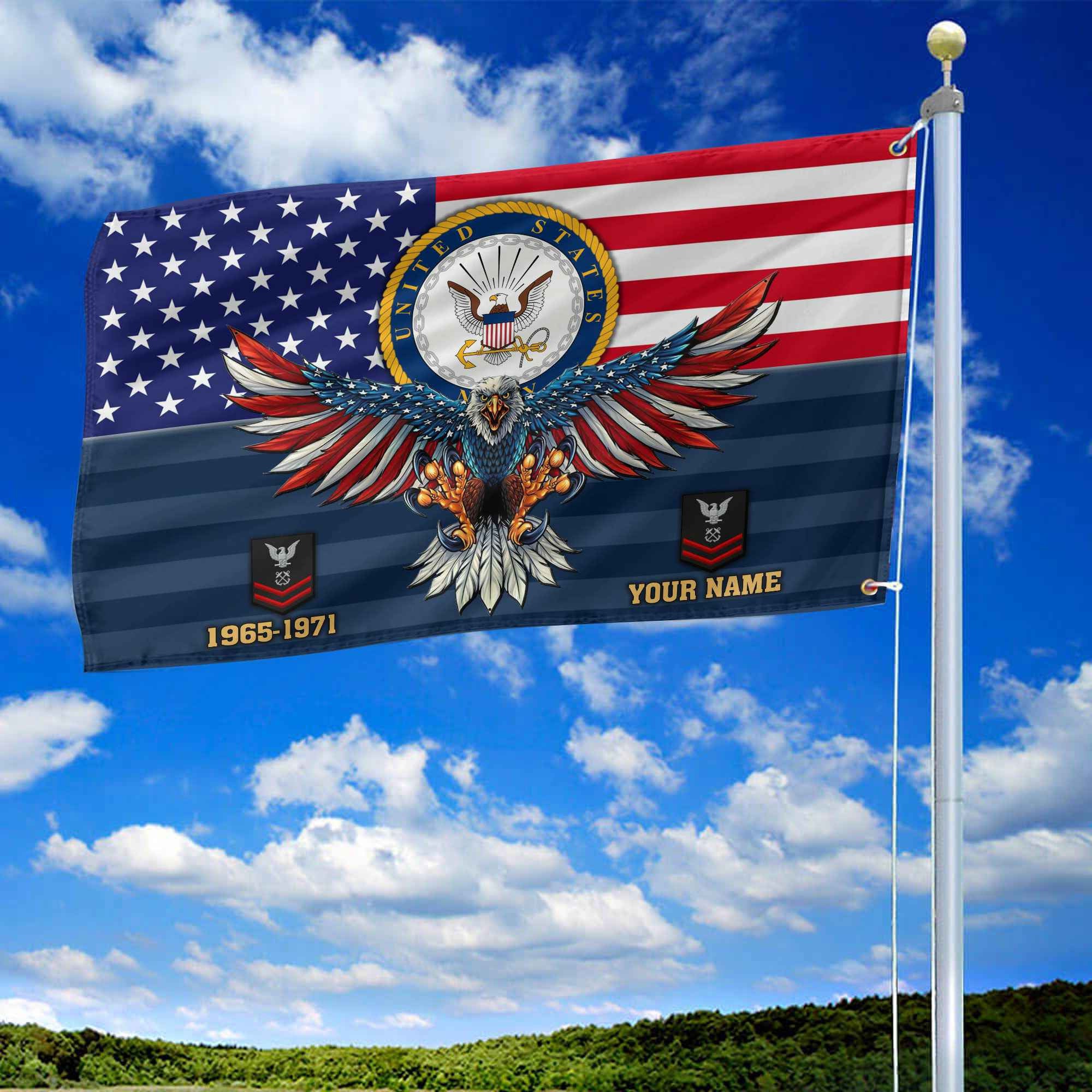 Premium Custom US Navy Grommet Flag, Gifts For Navy Veteran, Gifts For Dad, For Husband, Best Gifts On Father's Day, Armed Forces Day, Independence Day, Veterans Day.