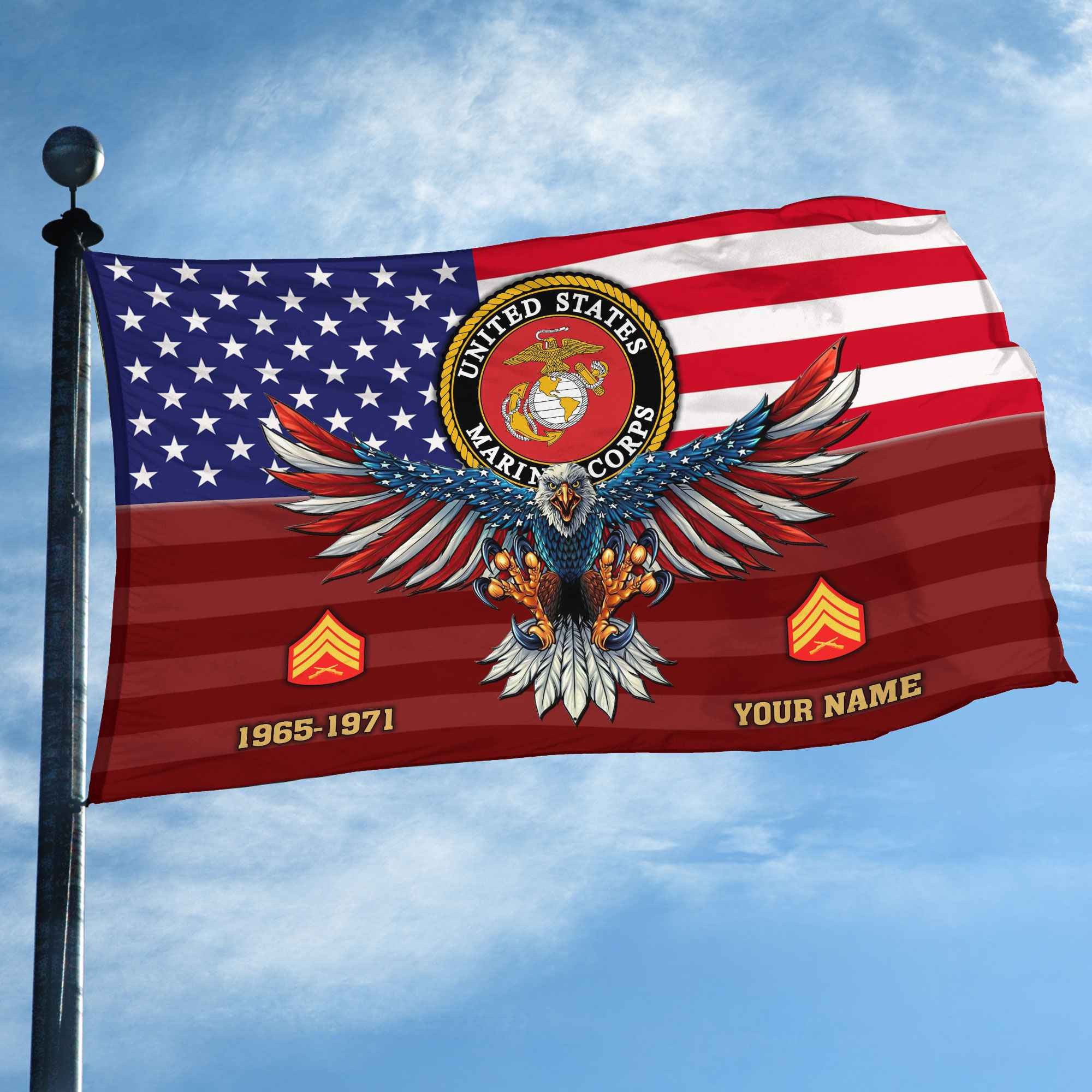 Premium Custom USMC Grommet Flag, Gifts For Marine Veteran, Gifts For Dad, For Husband, Best Gifts On Father's Day, Armed Forces Day, Independence Day, Veterans Day.