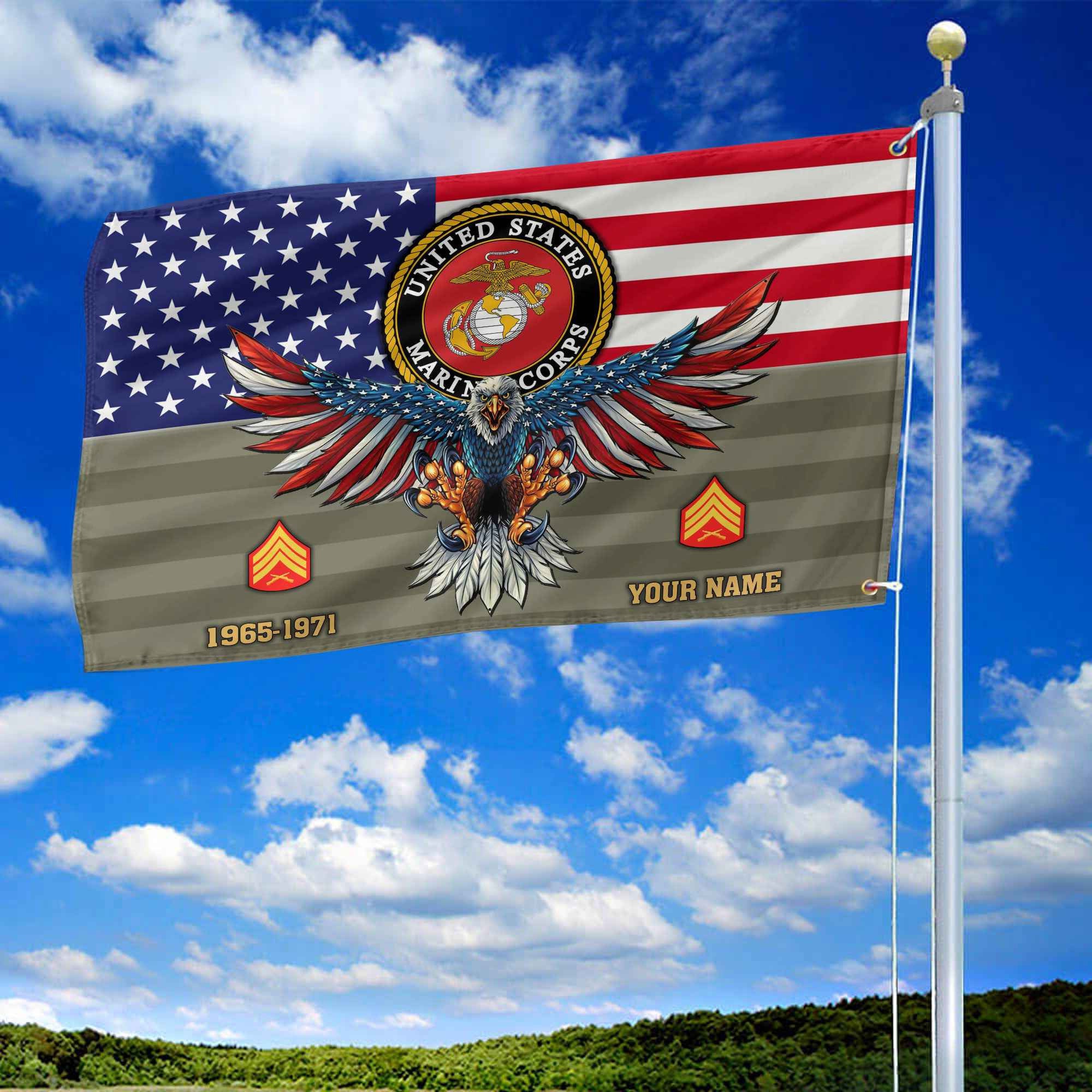 Premium Custom USMC Grommet Flag, Gifts For Marine Veteran, Gifts For Dad, For Husband, Best Gifts On Father's Day, Armed Forces Day, Independence Day, Veterans Day.