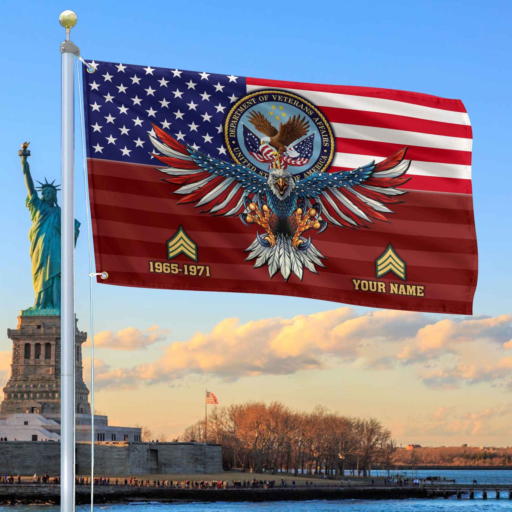 Premium Custom US Veteran Grommet Flag, Gifts For US Veteran, Gifts For Dad, For Husband, Best Gifts On Father's Day, Armed Forces Day, Independence Day, Veterans Day.