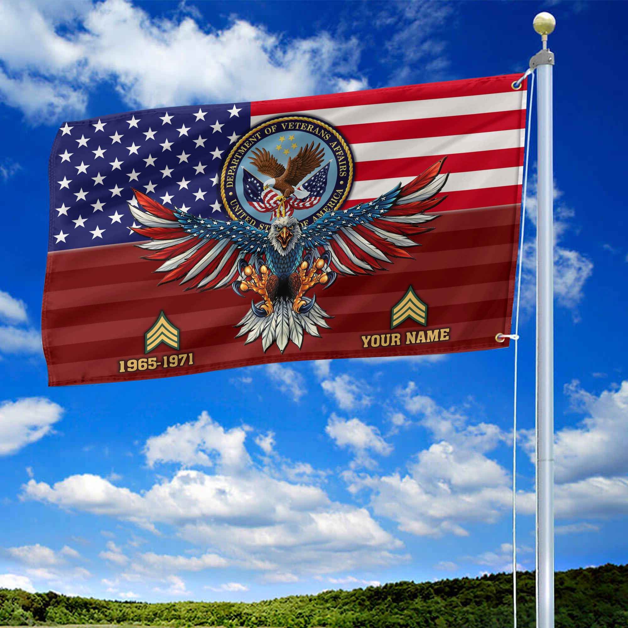 Premium Custom US Veteran Grommet Flag, Gifts For US Veteran, Gifts For Dad, For Husband, Best Gifts On Father's Day, Armed Forces Day, Independence Day, Veterans Day.
