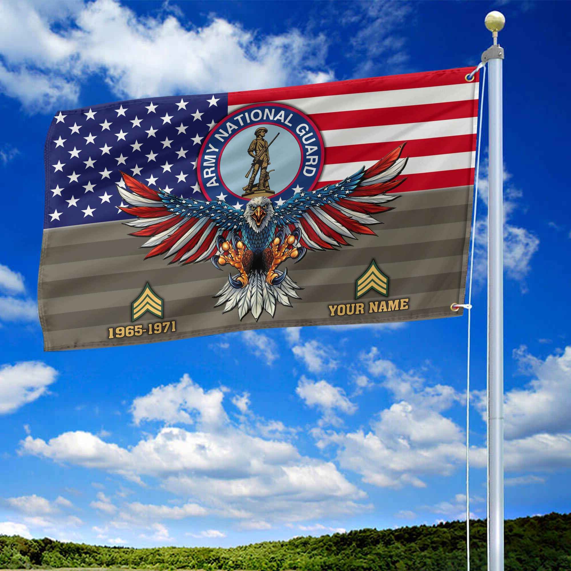 Premium Custom US Army National Guard Grommet Flag, Gifts For Army National Guard Veteran, Gifts For Dad, For Husband, Best Gifts On Father's Day, Armed Forces Day, Independence Day, Veterans Day.