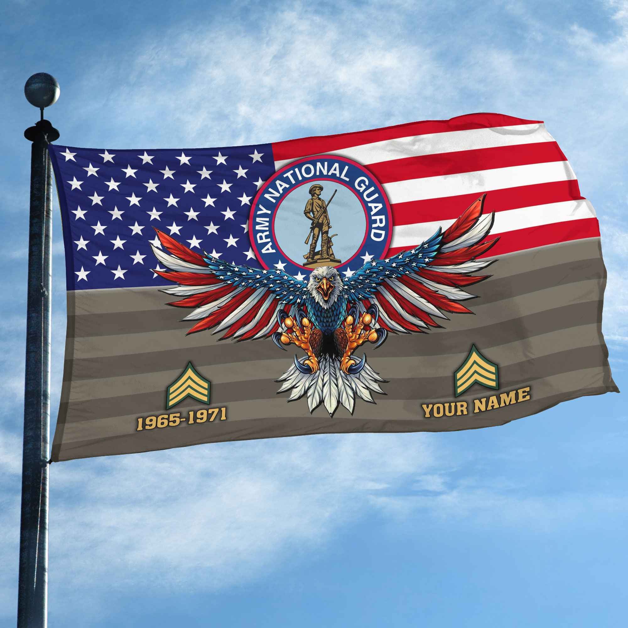 Premium Custom US Army National Guard Grommet Flag, Gifts For Army National Guard Veteran, Gifts For Dad, For Husband, Best Gifts On Father's Day, Armed Forces Day, Independence Day, Veterans Day.